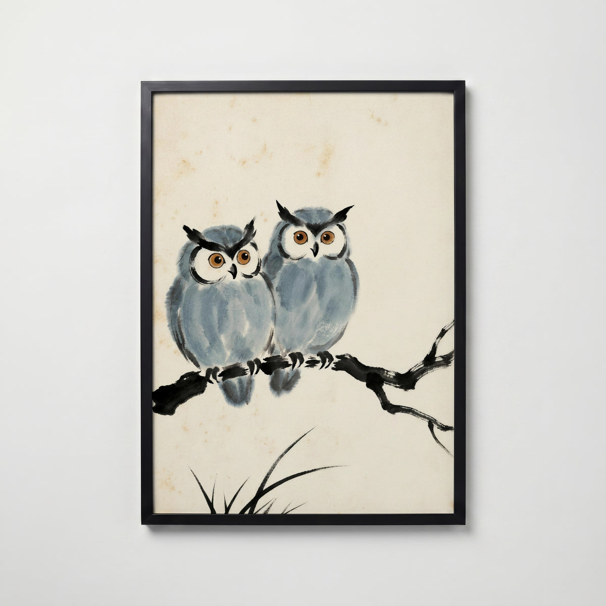 Ink Owls Poster i svart ram