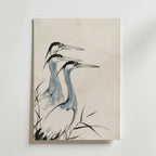 Ink Herons Poster – hägrar i sumi-e tusch