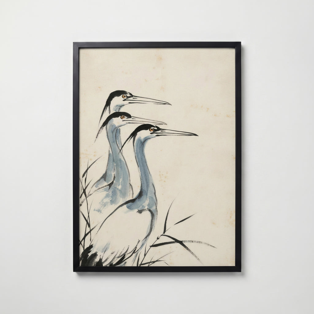 Ink Herons Poster i svart ram