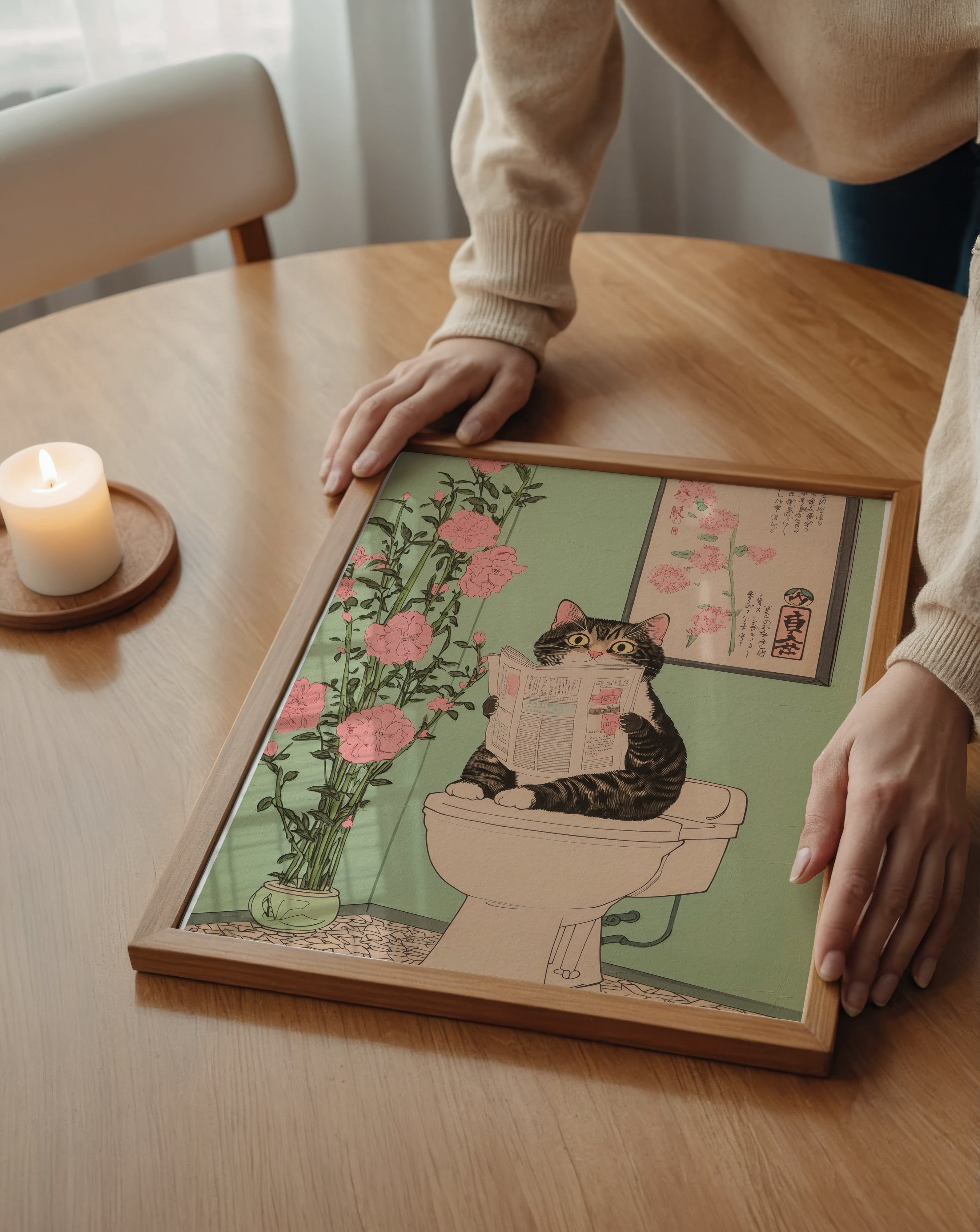 Mockup för Toilet Cat – se hur affischen ser ut inramad på din vägg, Bozetto i hög tryckkvalitet