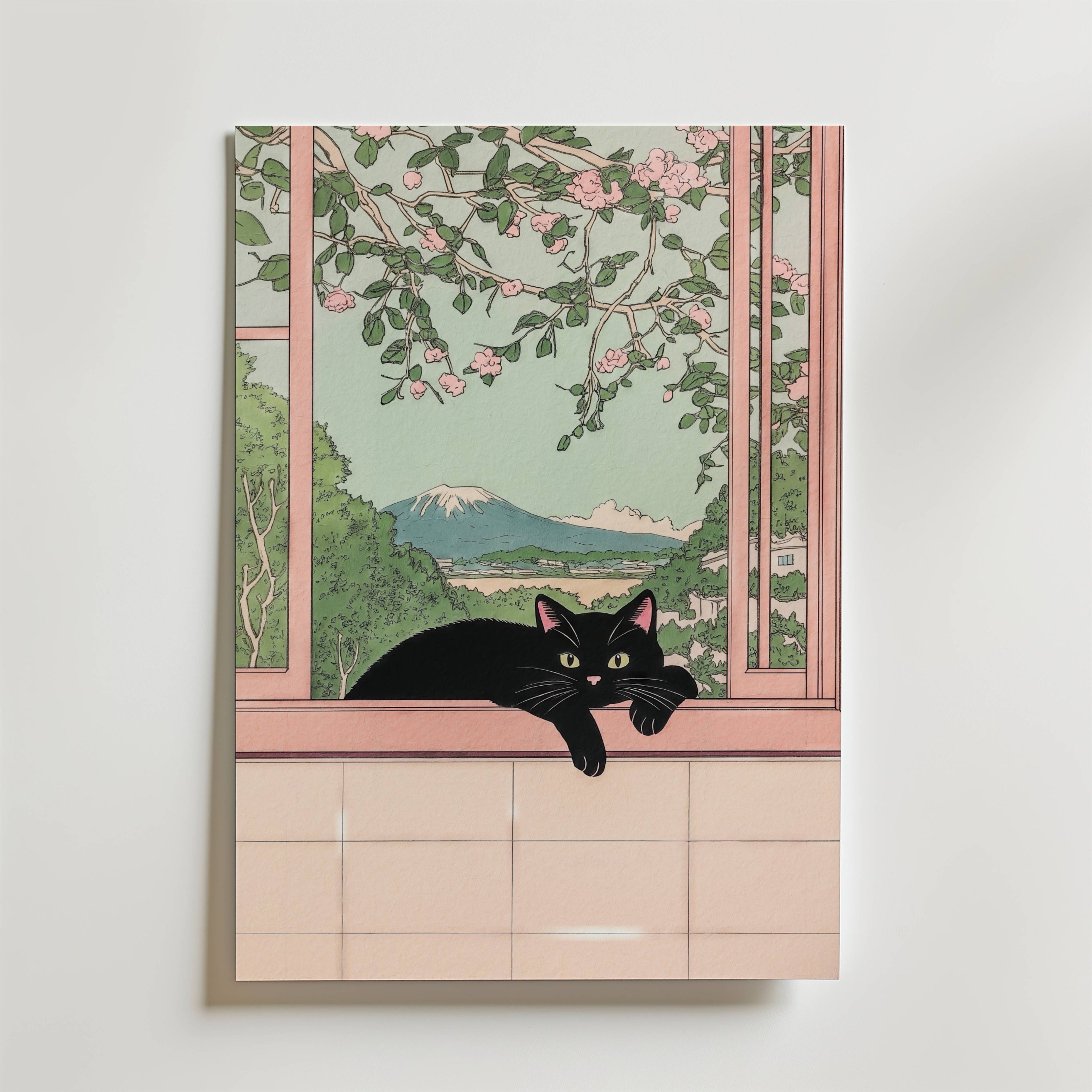 Mockup av Black Cat View affisch på vägg – köp enkelt hos Bozetto i hög kvalitet