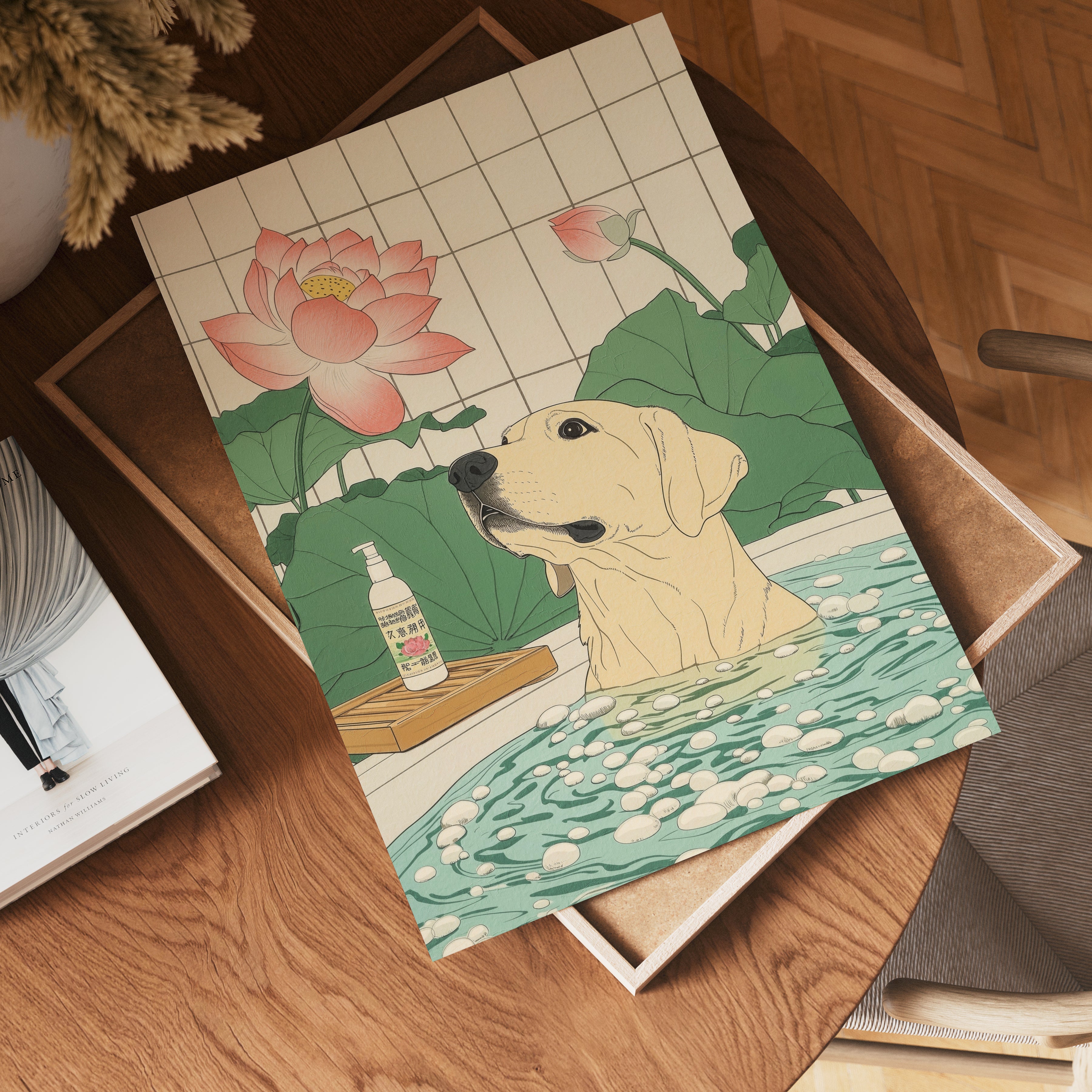 Mockup för Lotus Bath Dog – se hur affischen ser ut inramad på din vägg, Bozetto