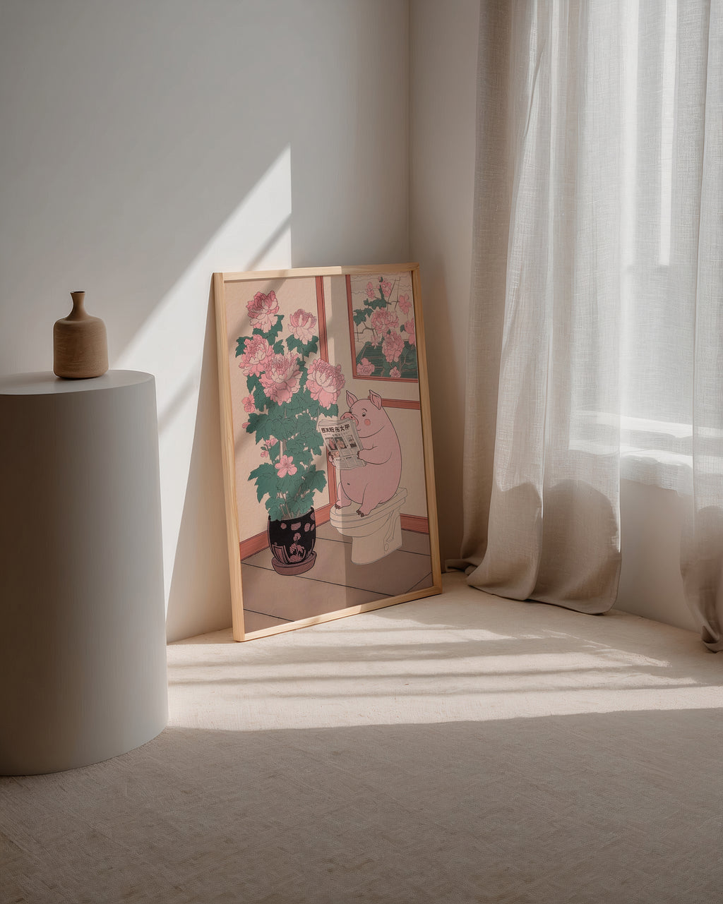 Väggmockup av Serenity In Bloom affisch på ljus vägg – Bozetto konsttryck – nr 2