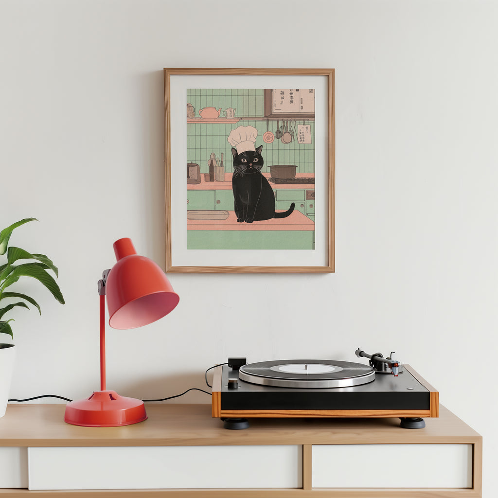 Mockup för Chef Cat – se hur affischen ser ut inramad på din vägg, Bozetto i hög tryckkvalitet