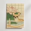 Mockup av Chihuahua In Lotus Bath affisch på vägg – köp enkelt hos Bozetto i hög kvalitet