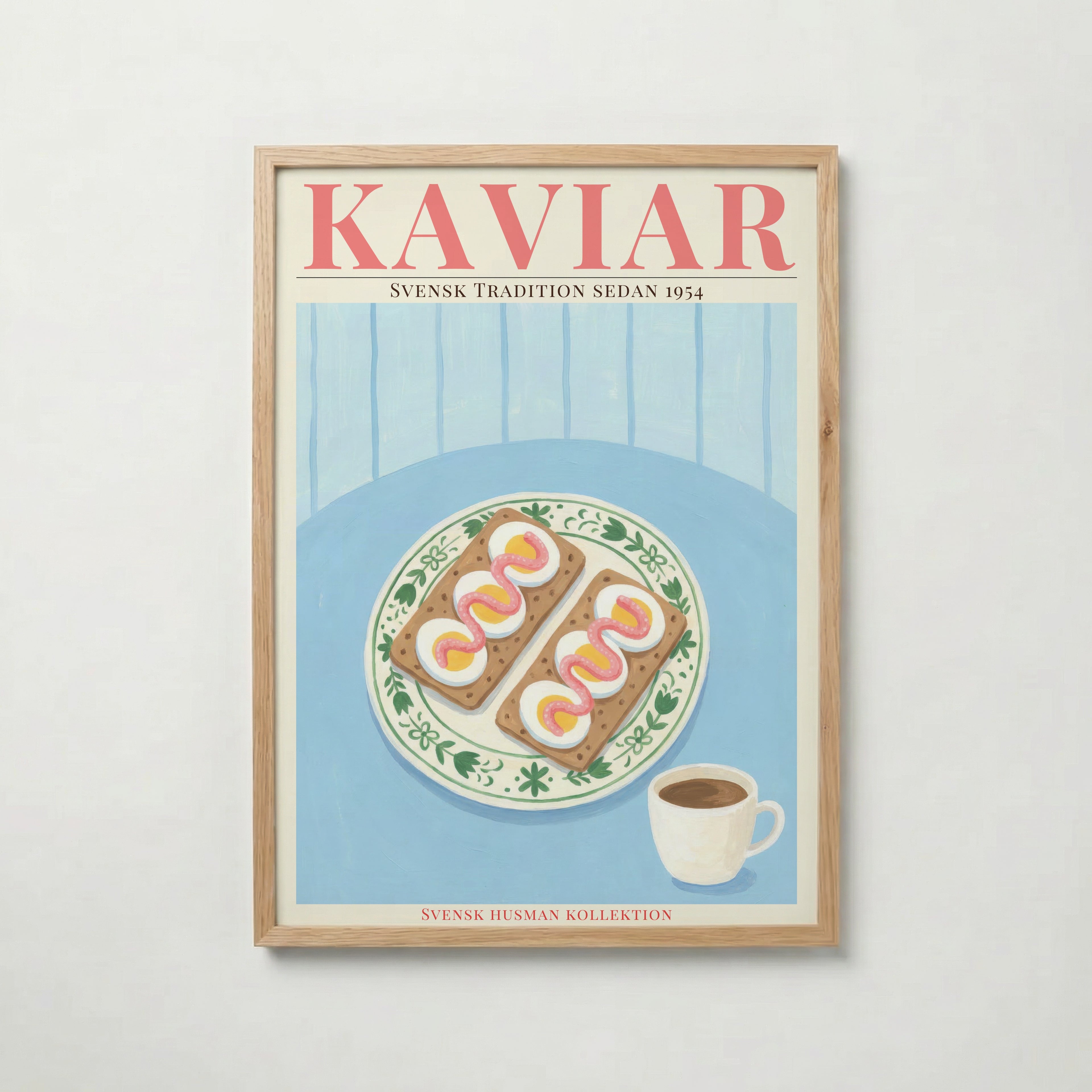 Kaviar Knäckebröd och Ägg – affisch med stilfullt motiv från Bozetto i hög kvalitet