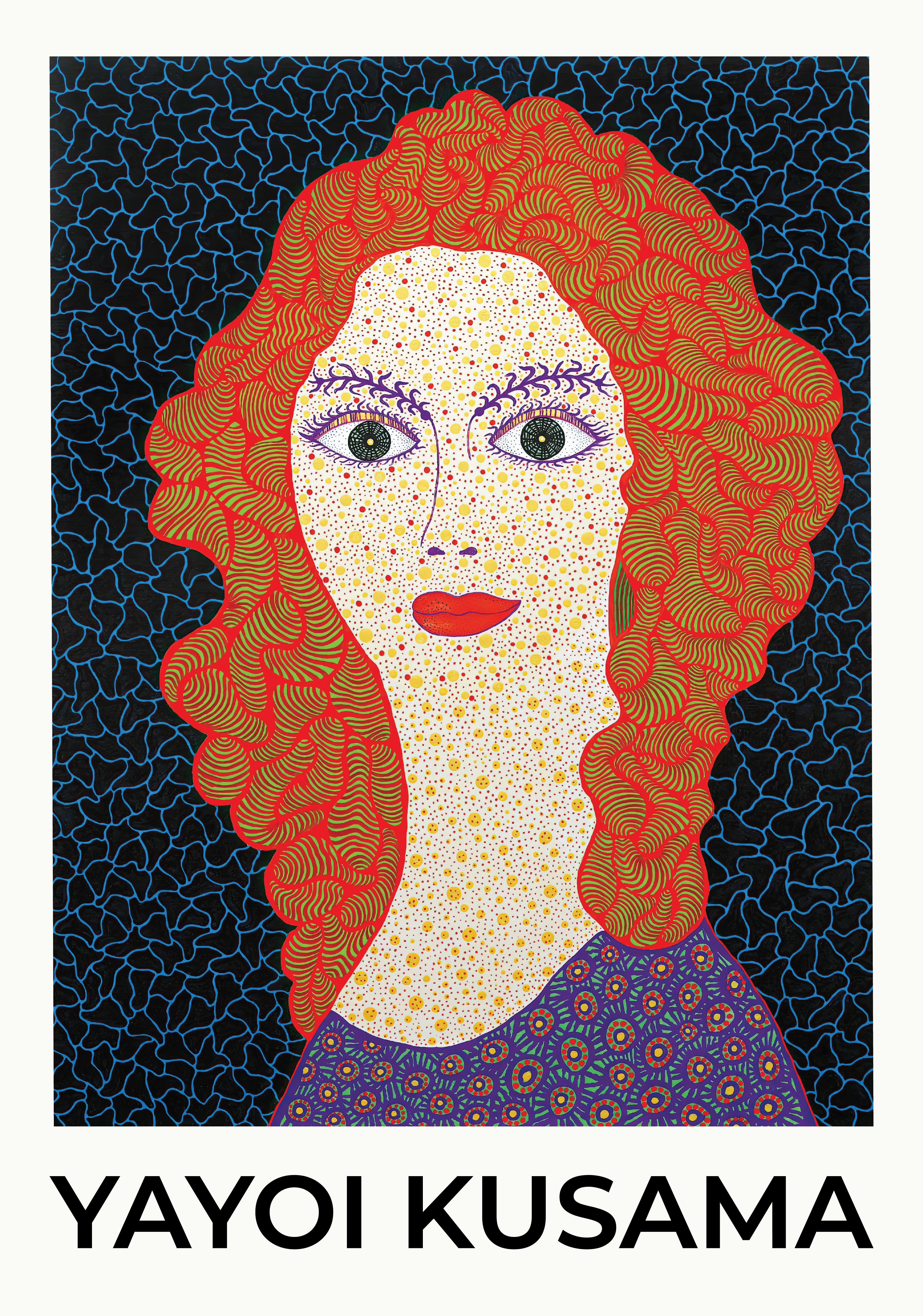 Yayoi Kusama Electric Face poster visad rakt fram – Bozetto affisch i hög tryckkvalitet