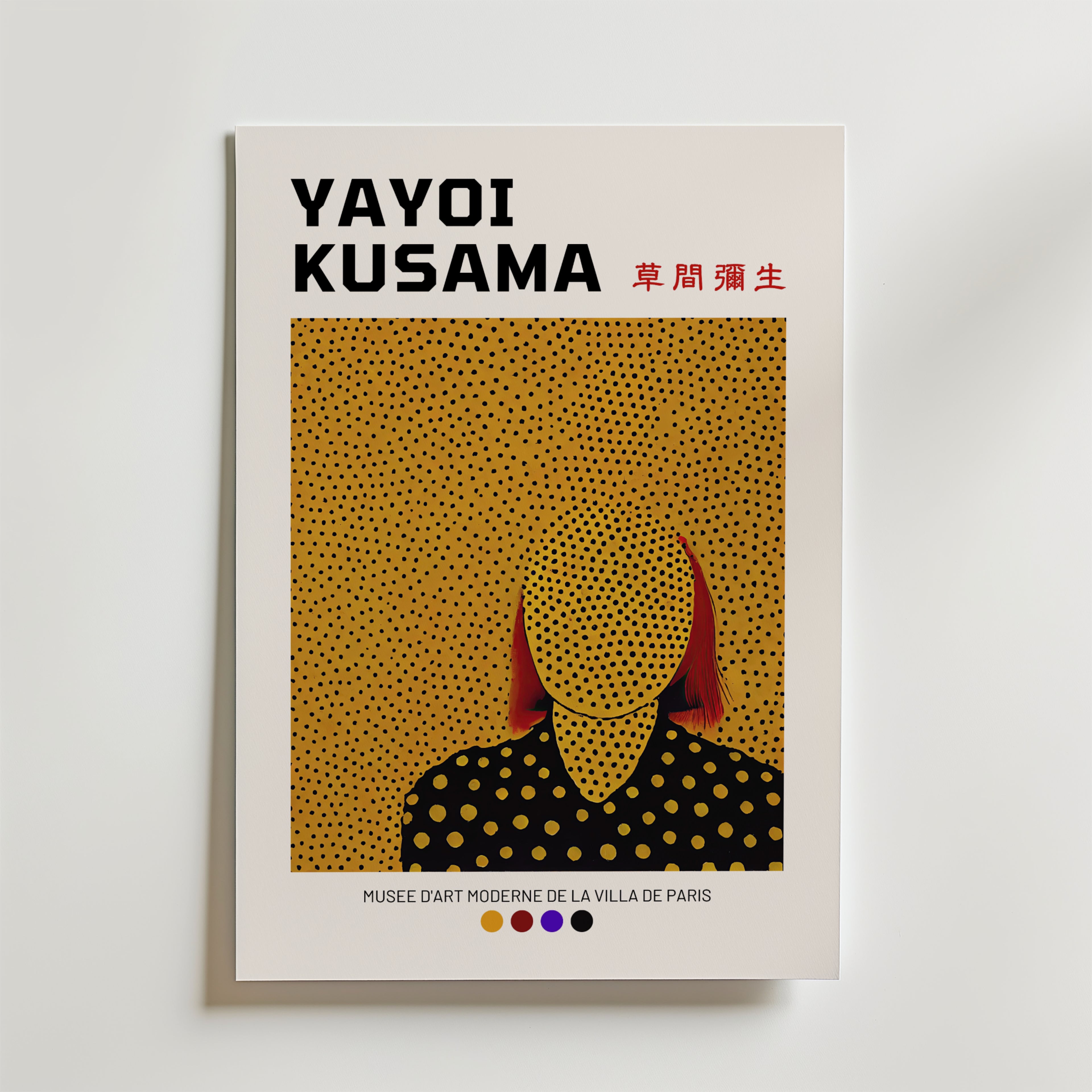 Yayoi Kusama Abstract Face – stilfullt konsttryck från Bozetto, tryckt på matt finpapper