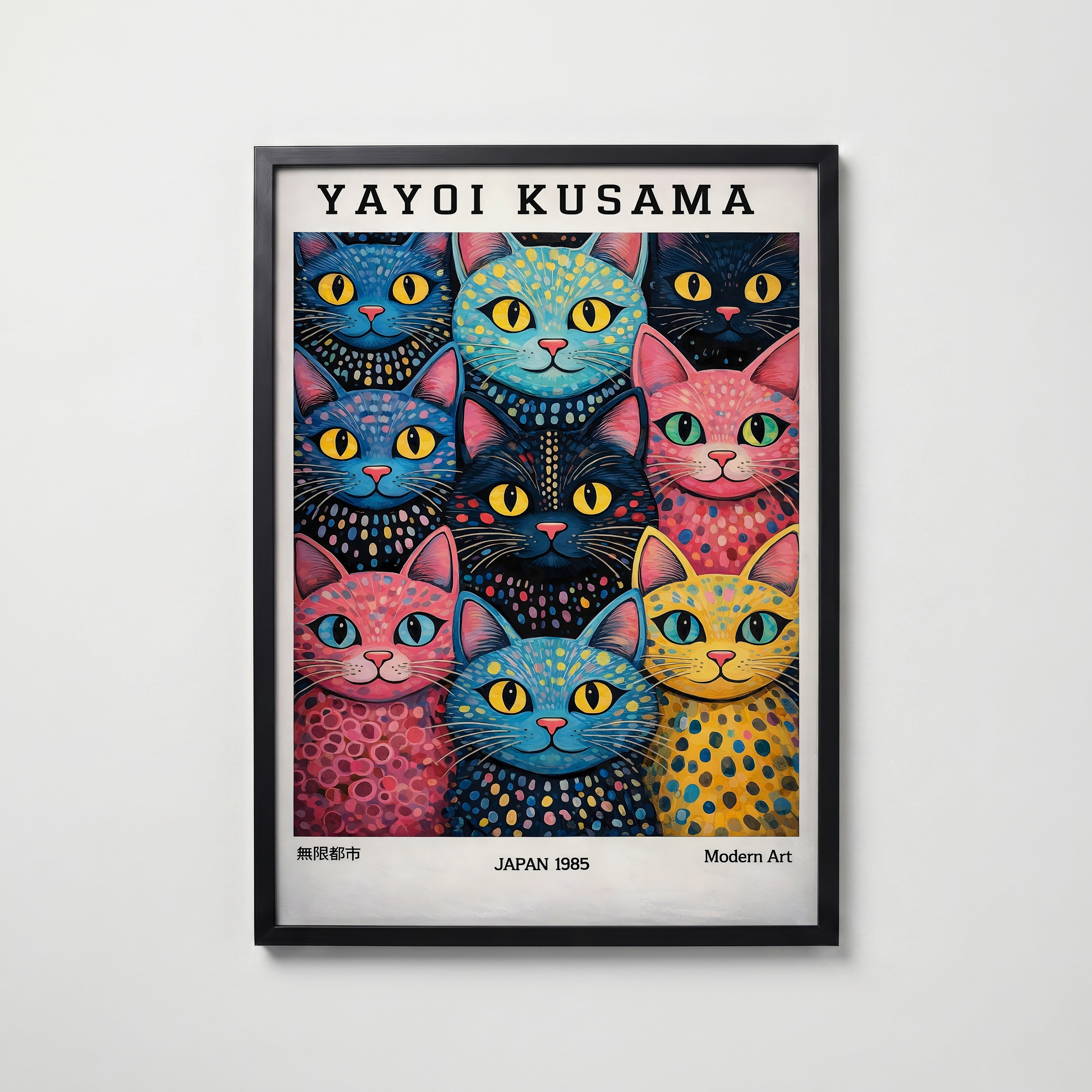 Yayoi Kusama Polka Dot Cat poster visad rakt fram – Bozetto affisch i hög tryckkvalitet