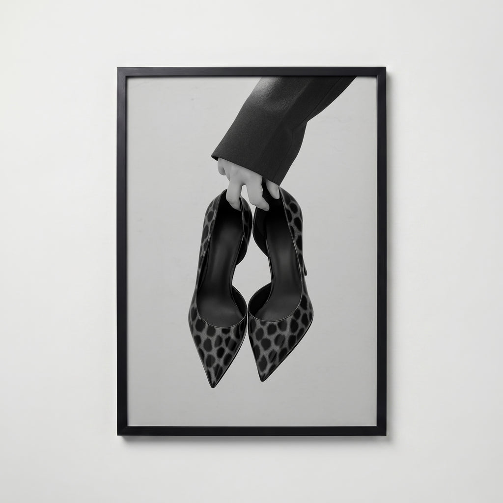 Carried Leopard Pumps Poster – svart ram