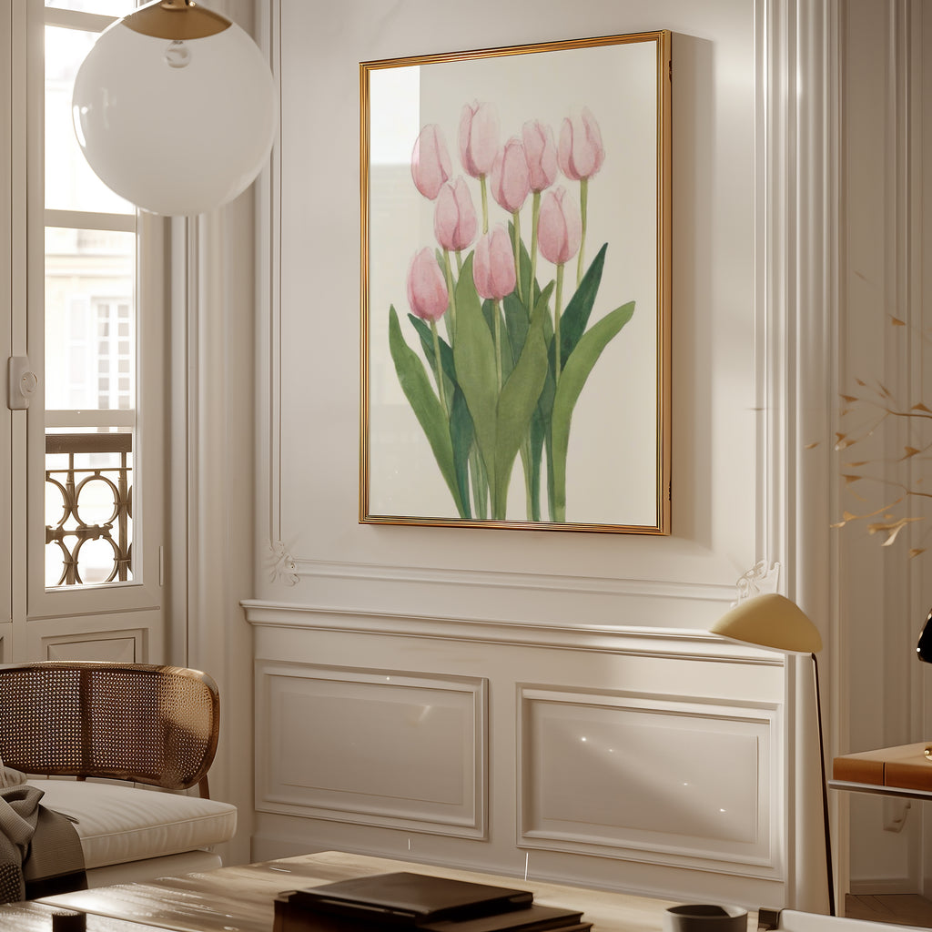 Mockup för Pink Tulips – se hur affischen ser ut inramad på din vägg, Bozetto i hög tryckkvalitet