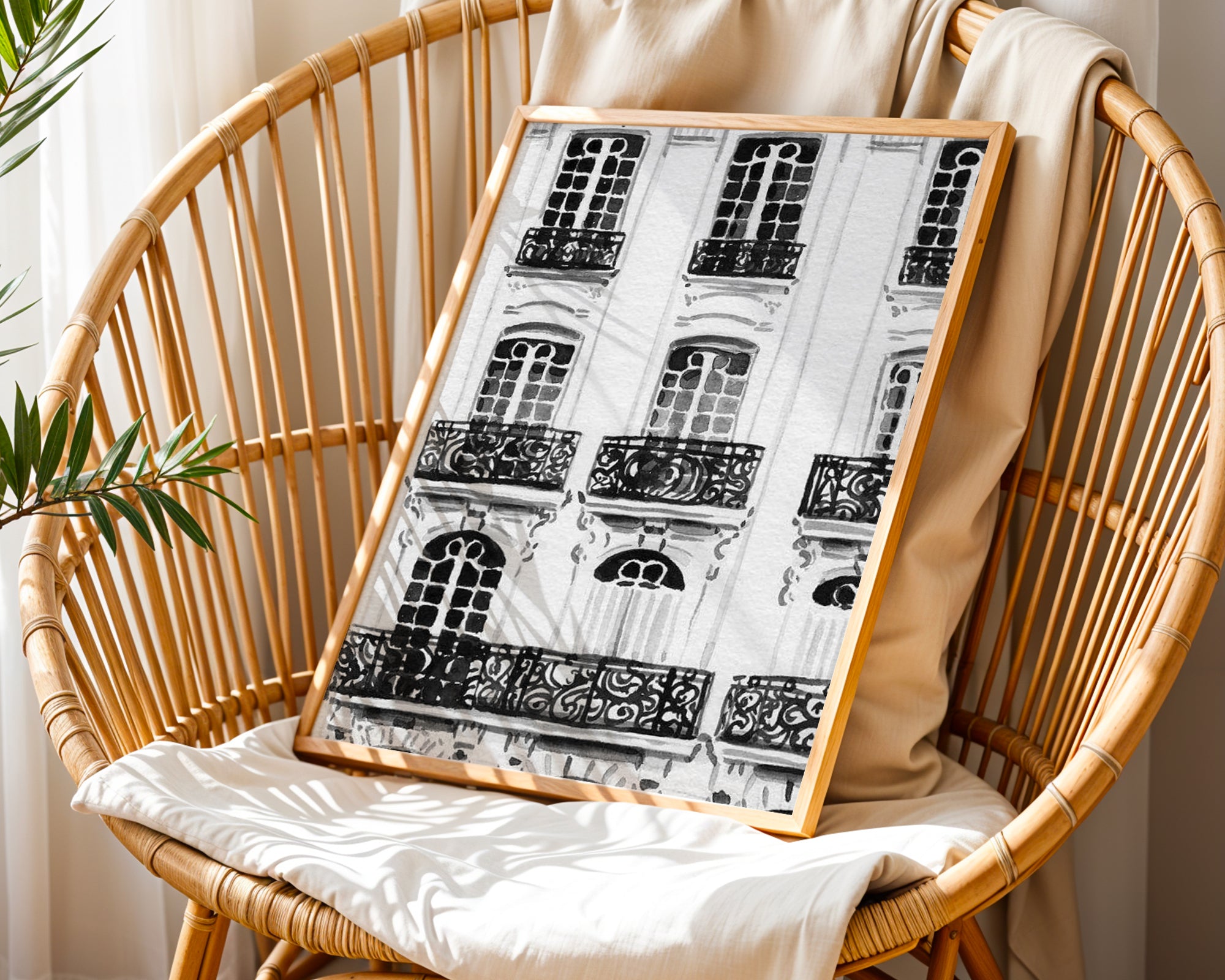 Mockup för Parisian Balcony – se hur affischen ser ut inramad på din vägg, Bozetto