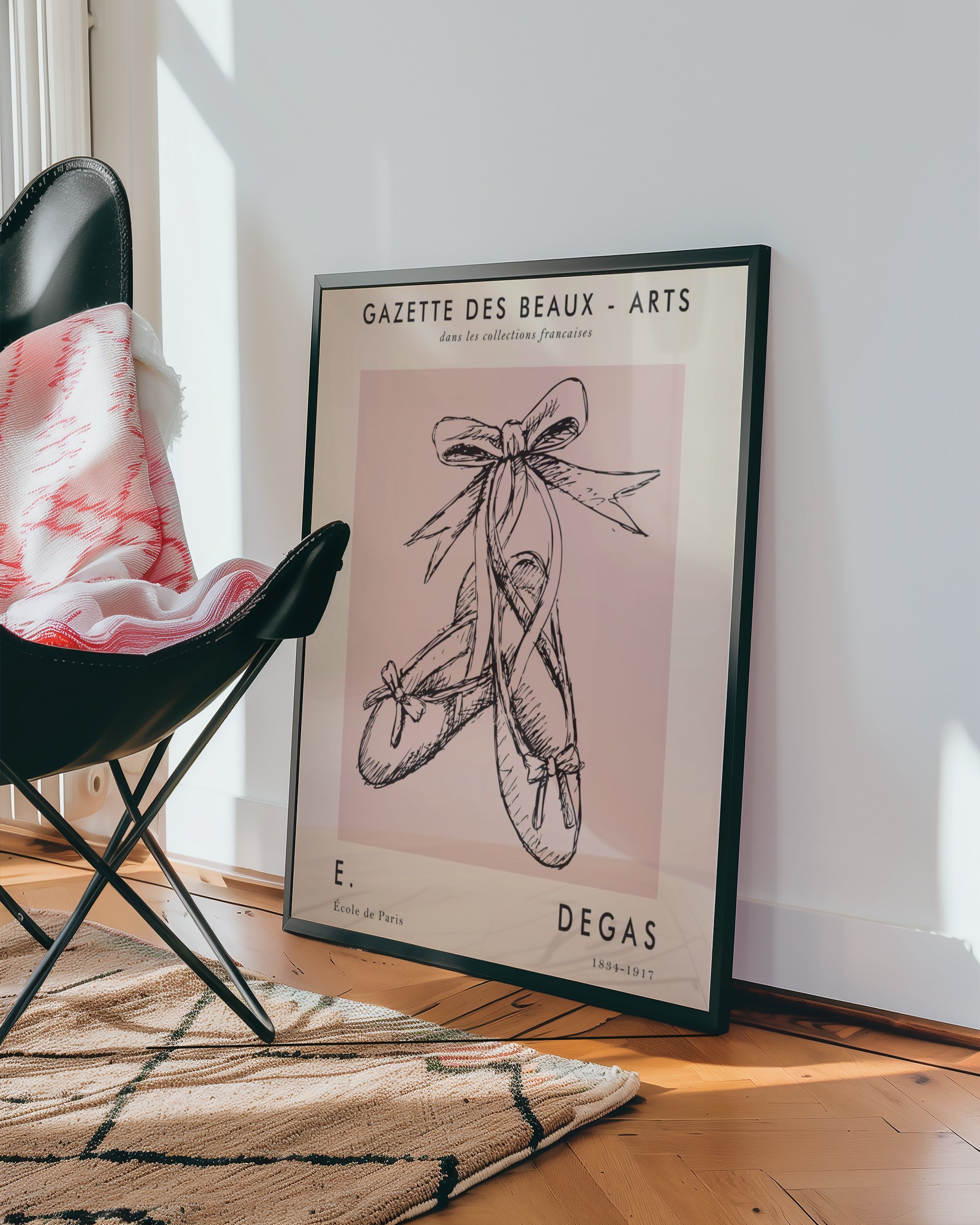Väggmockup av Edgar Degas Ballet affisch på ljus vägg – Bozetto konsttryck – nr 3