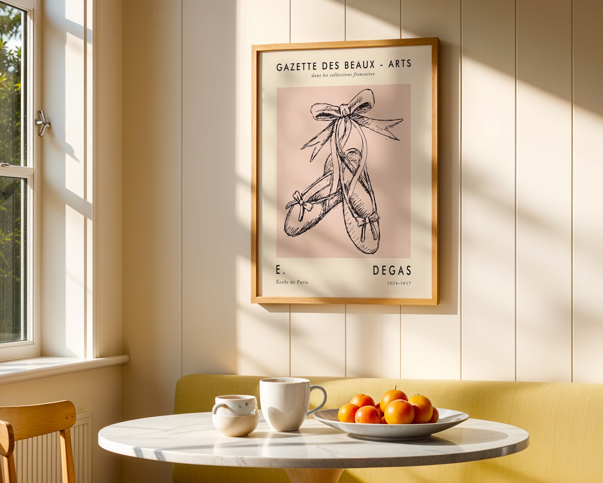 Väggmockup av Edgar Degas Ballet affisch på ljus vägg – Bozetto konsttryck – nr 6