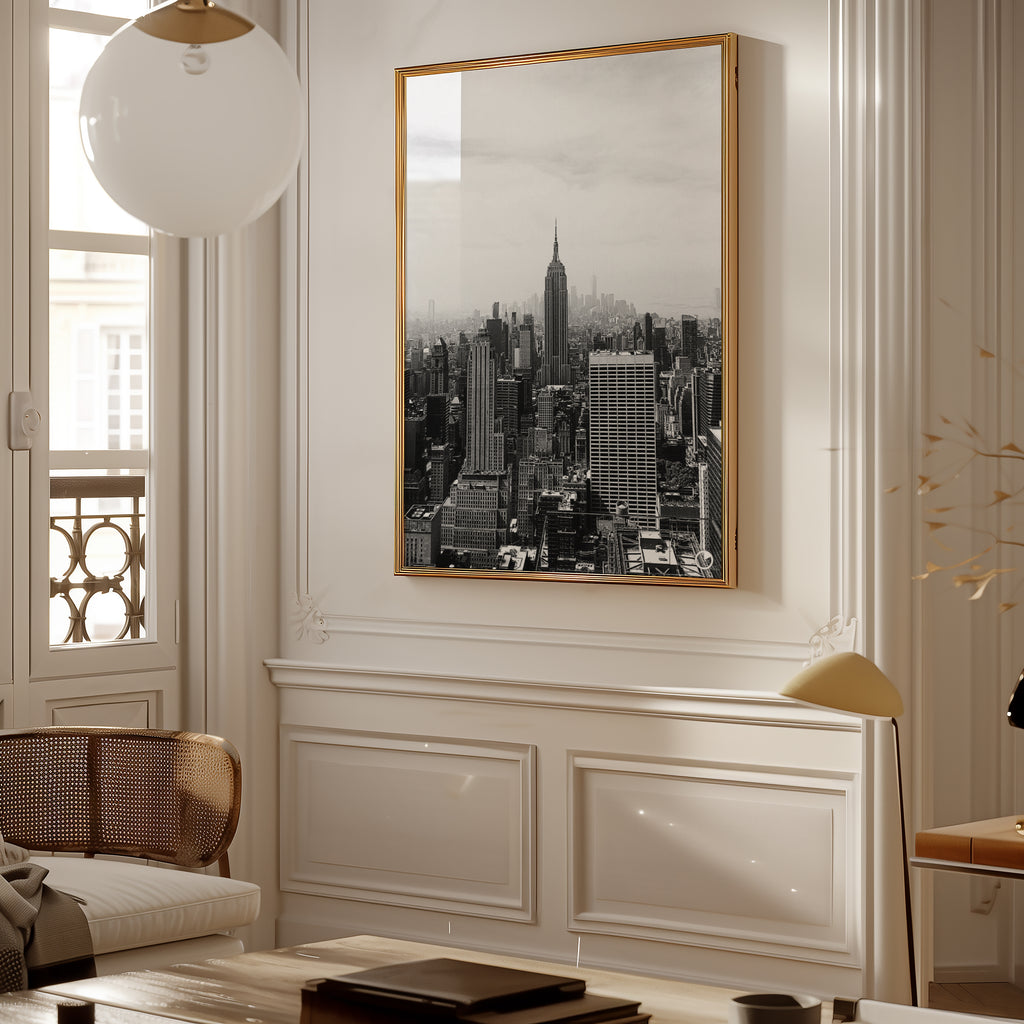 Mockup av New York Skyline affisch på vägg – köp enkelt hos Bozetto i hög kvalitet