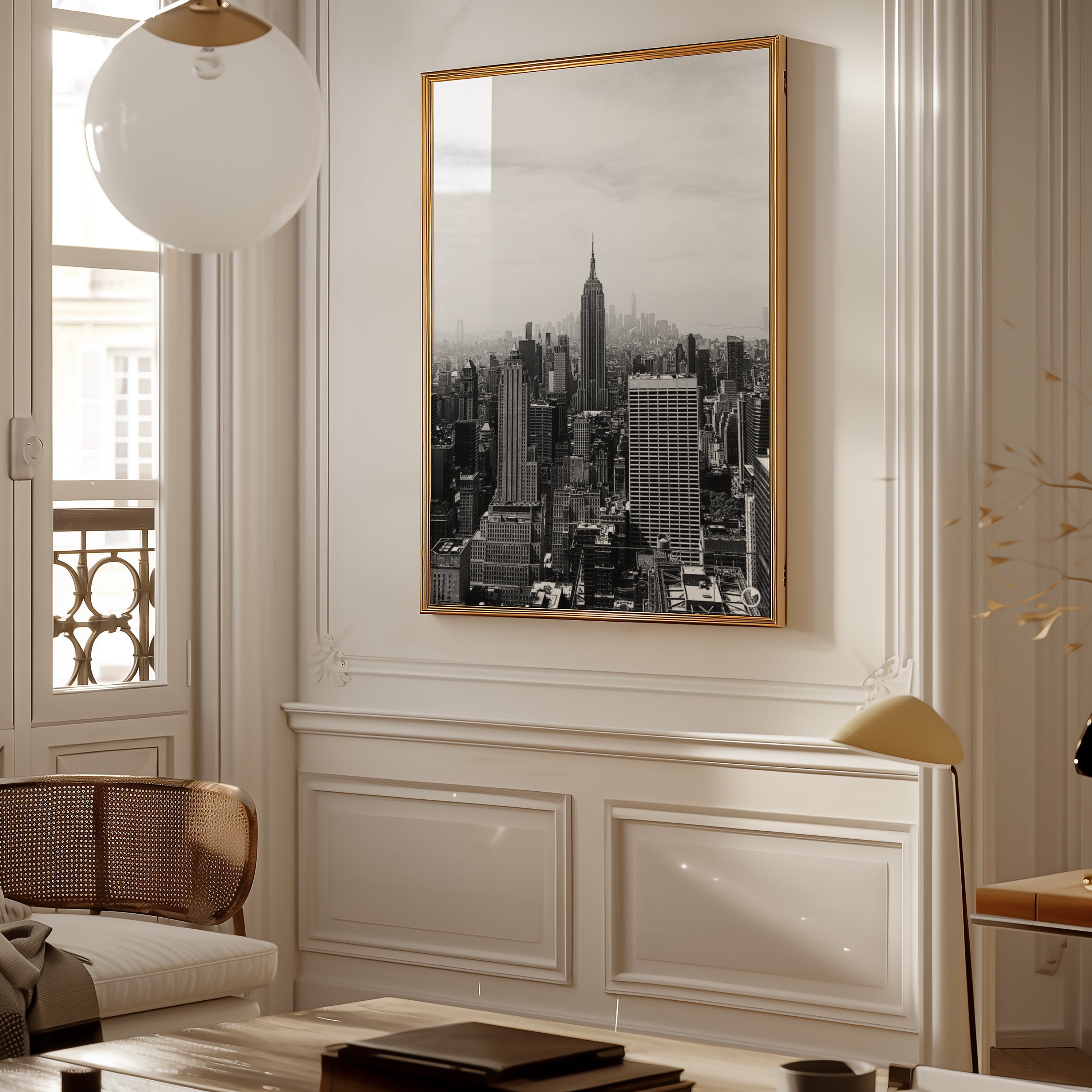 Mockup av New York Skyline affisch på vägg – köp enkelt hos Bozetto i hög kvalitet