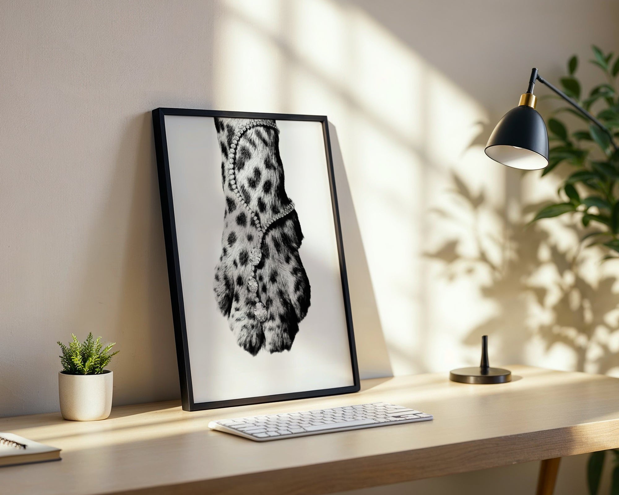 Leopard Luxe i väggmockup – konsttryck presenterat i verklig miljö av Bozetto i hög tryckkvalitet