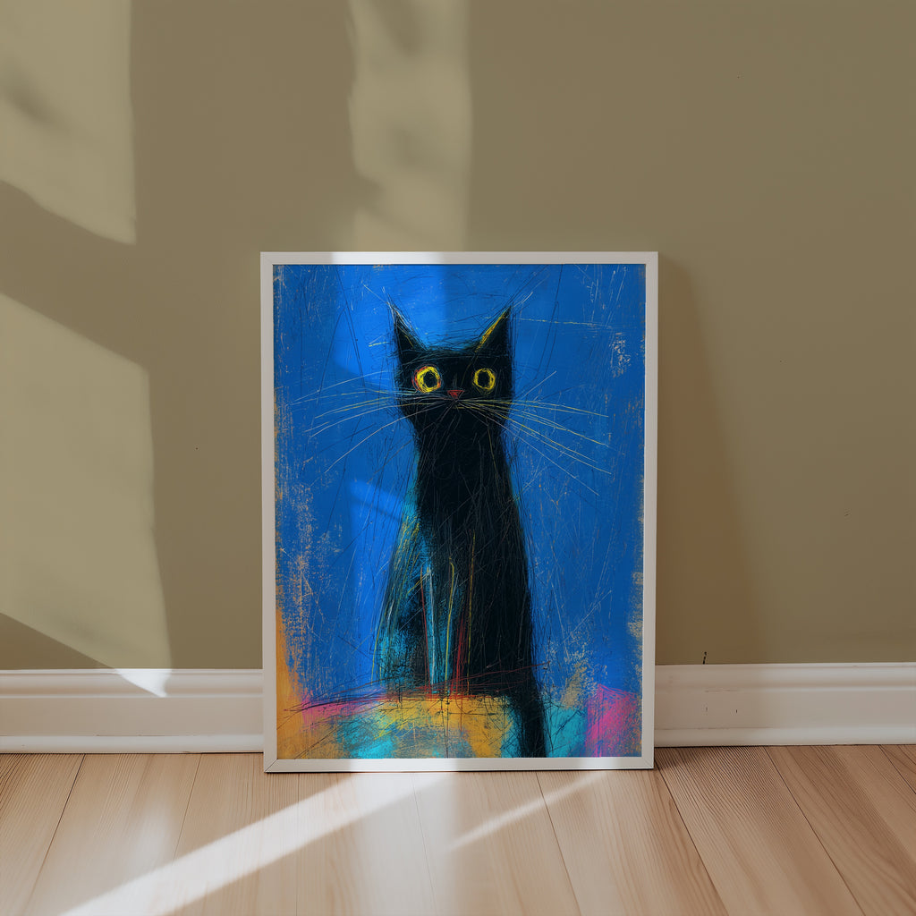 Midnight Whisker Gaze Poster