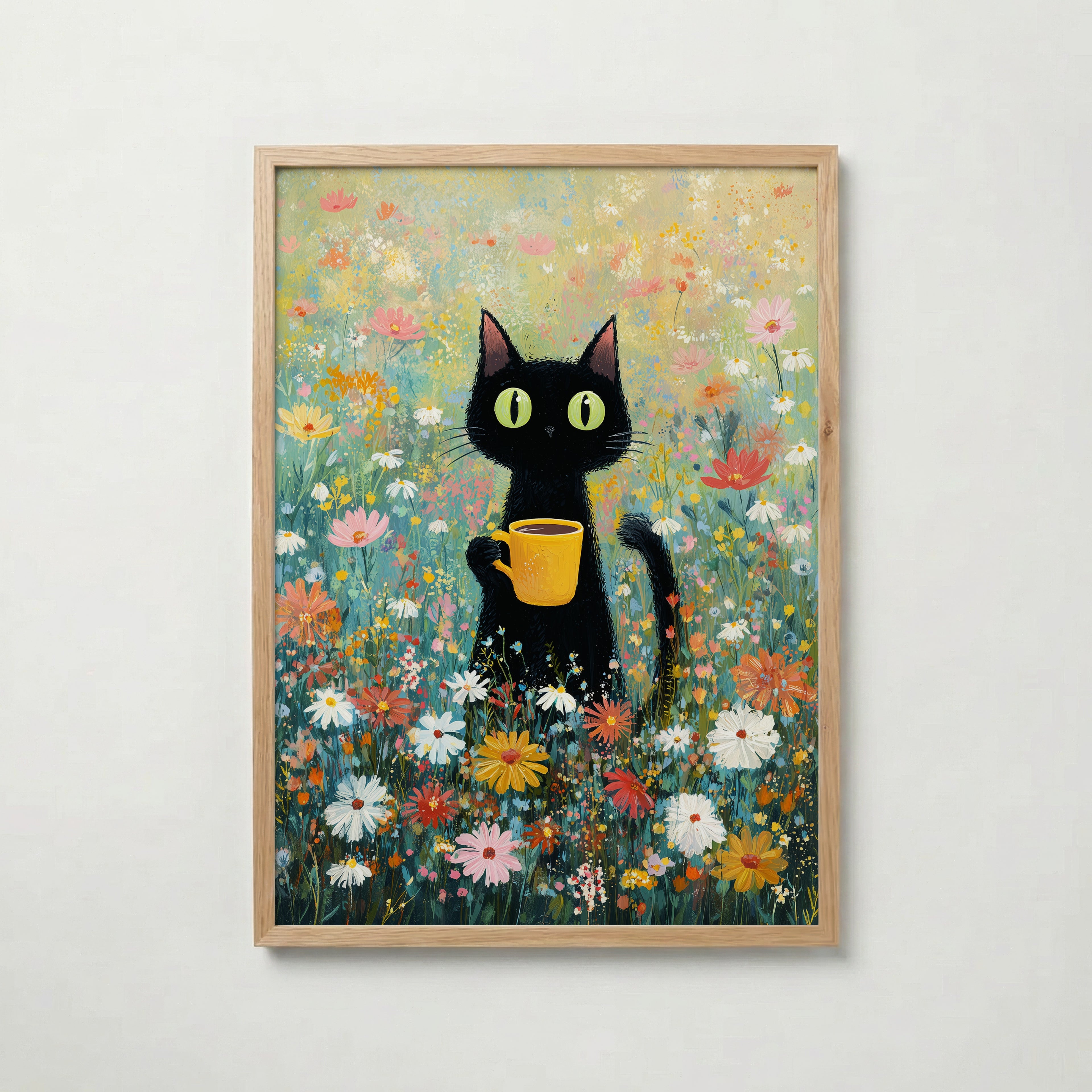 Morning Coffee Cat – affisch med snyggt motiv, köp enkelt hos Bozetto i flera storlekar
