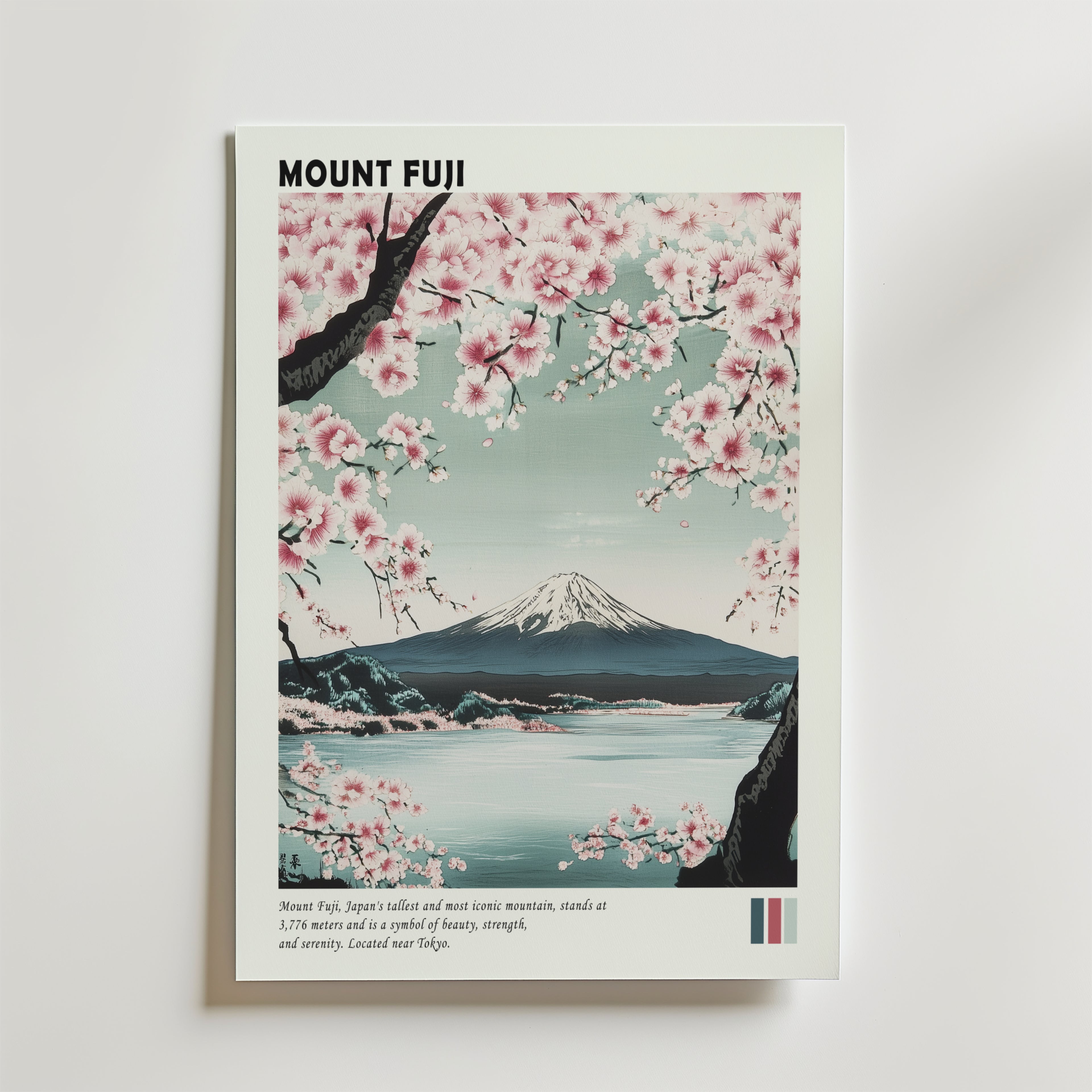 Mount Fuji Japan – stilfullt konsttryck från Bozetto, tryckt på matt finpapper i hög tryckkvalitet