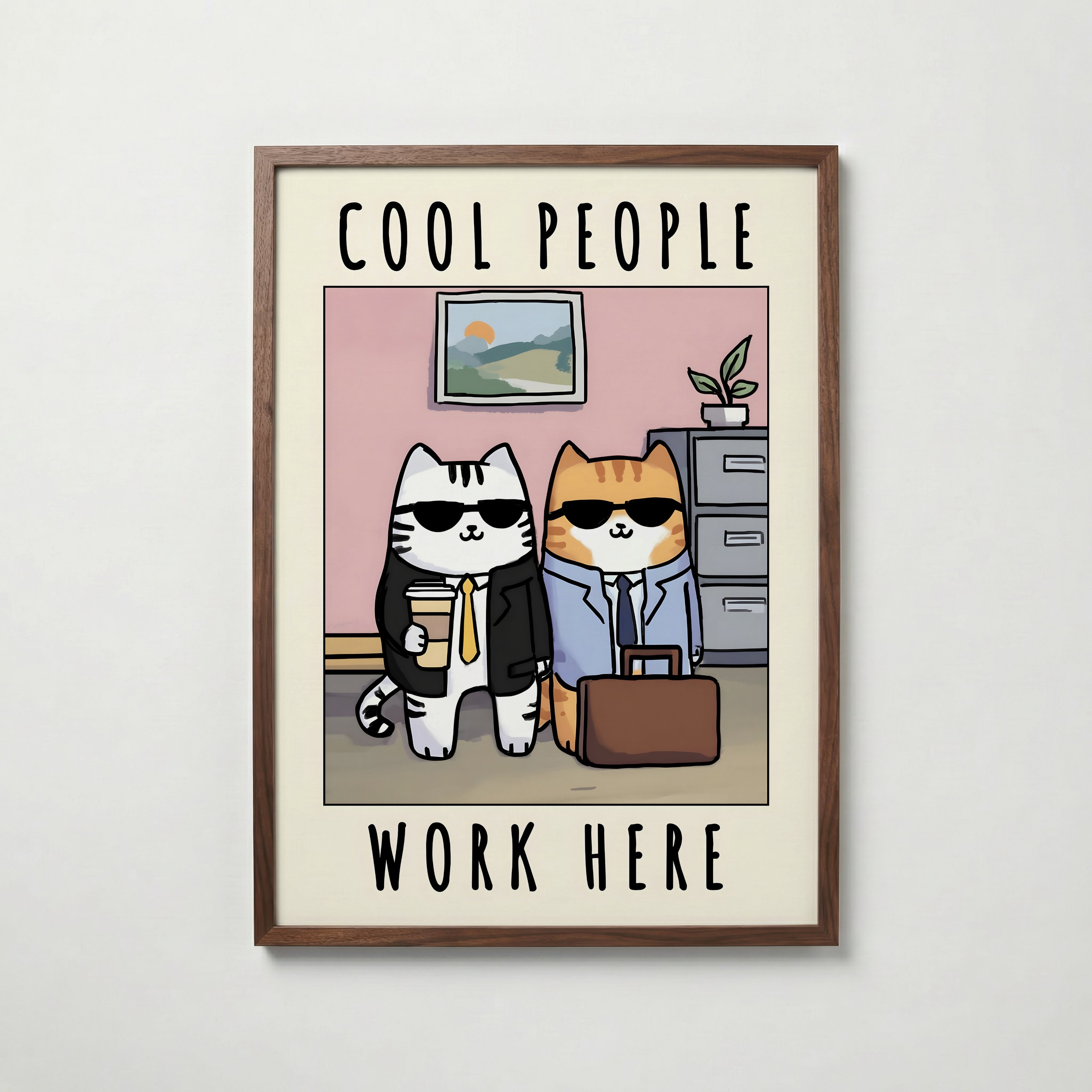 Office Cool Cats – köp enkelt hos Bozetto konsttryck i hög kvalitet i hög kvalitet