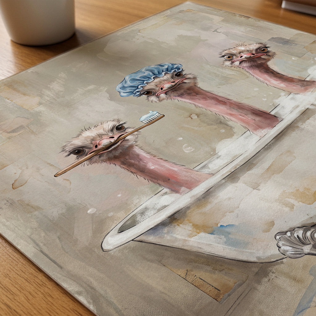 Ostrich Bath Club Poster – närbild på papper