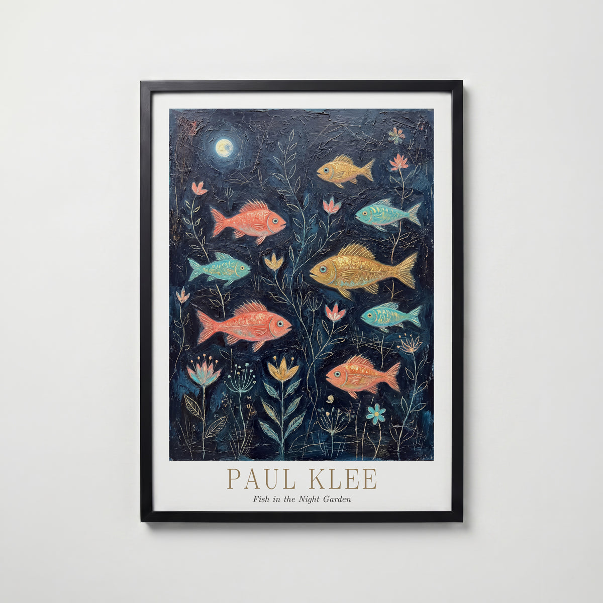 Paul Klee Fish in the Night Garden Poster – svart ram