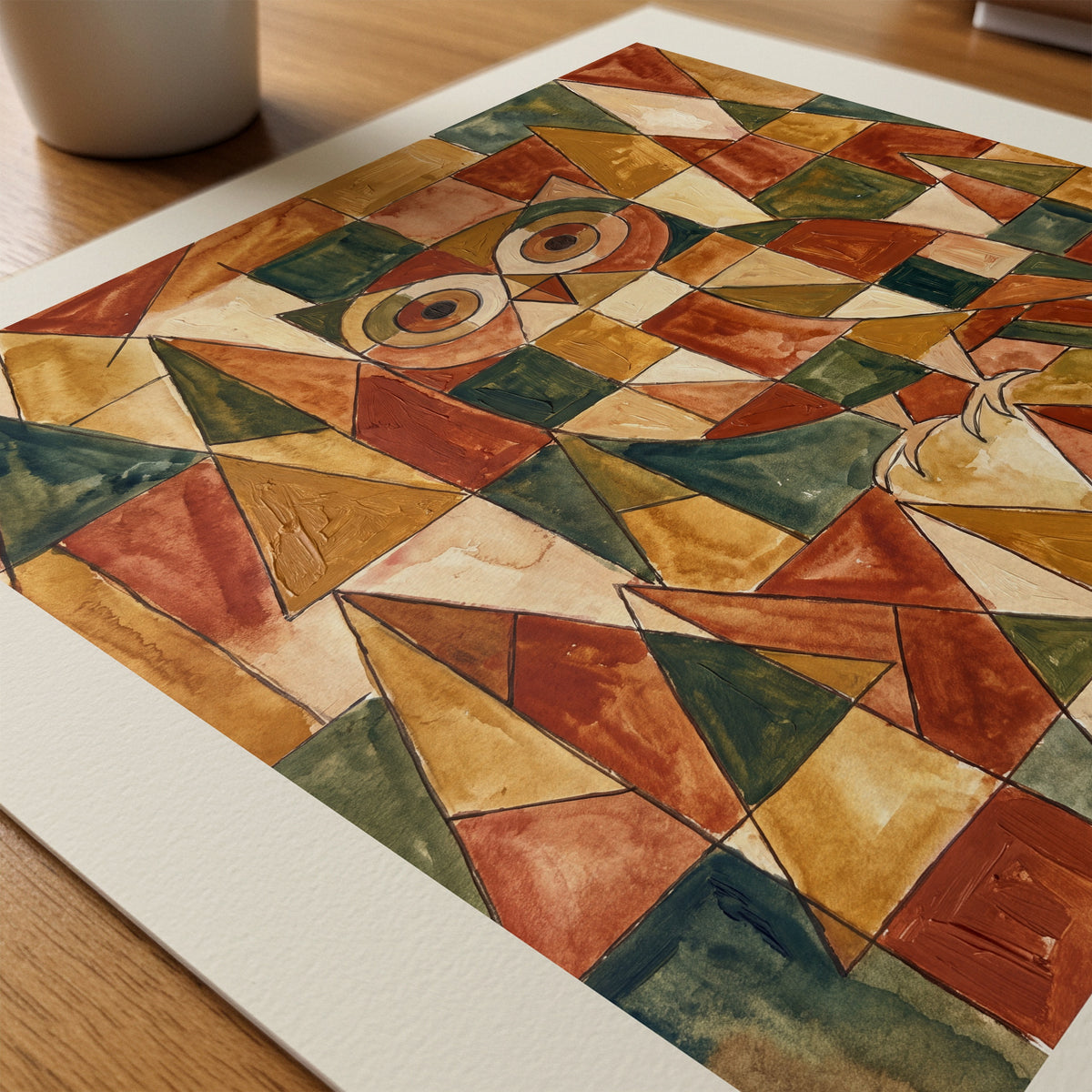 Paul Klee Geometric Owl Poster – närbild på papper