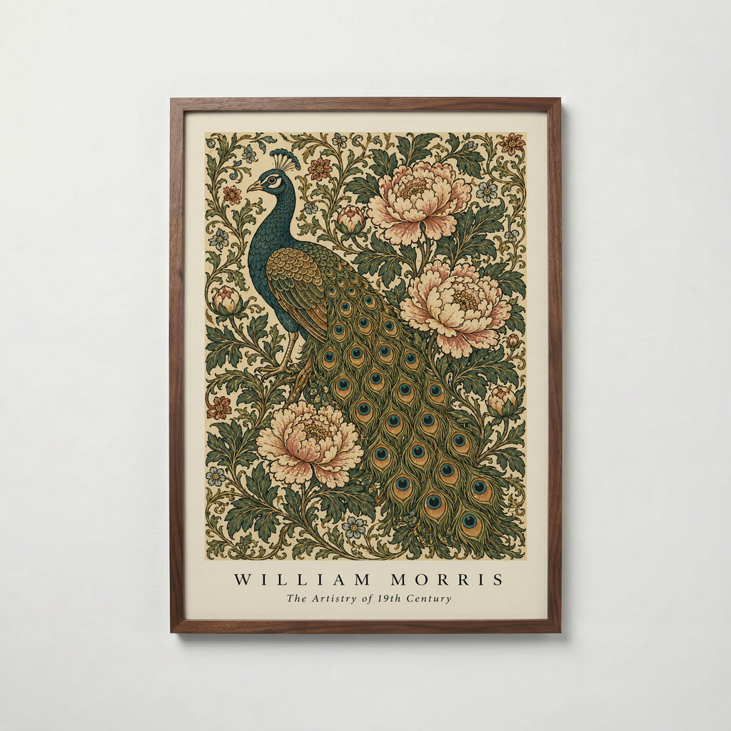 Peacock and Peonies William Morris Poster