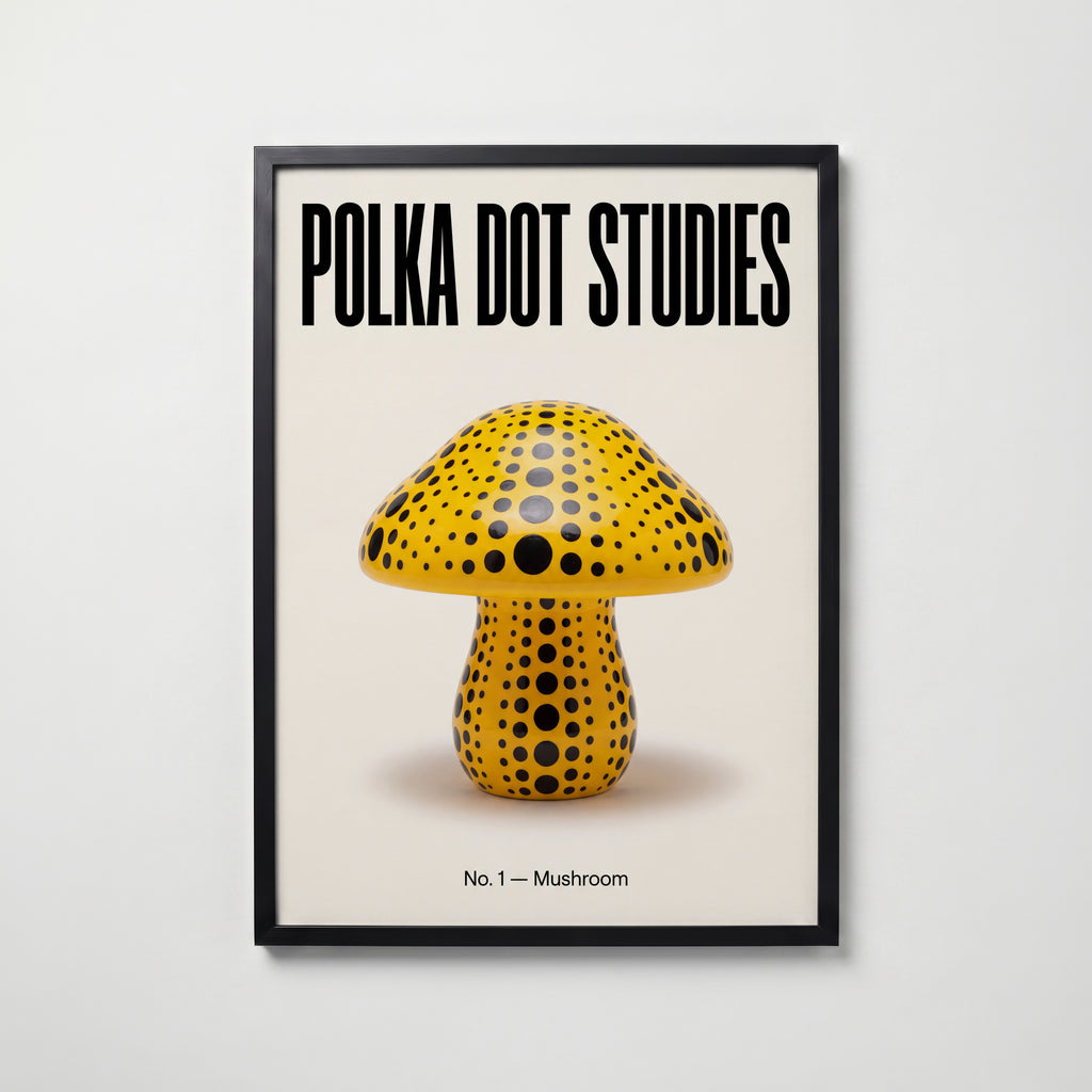 Polka Dot Mushroom Poster – svart ram