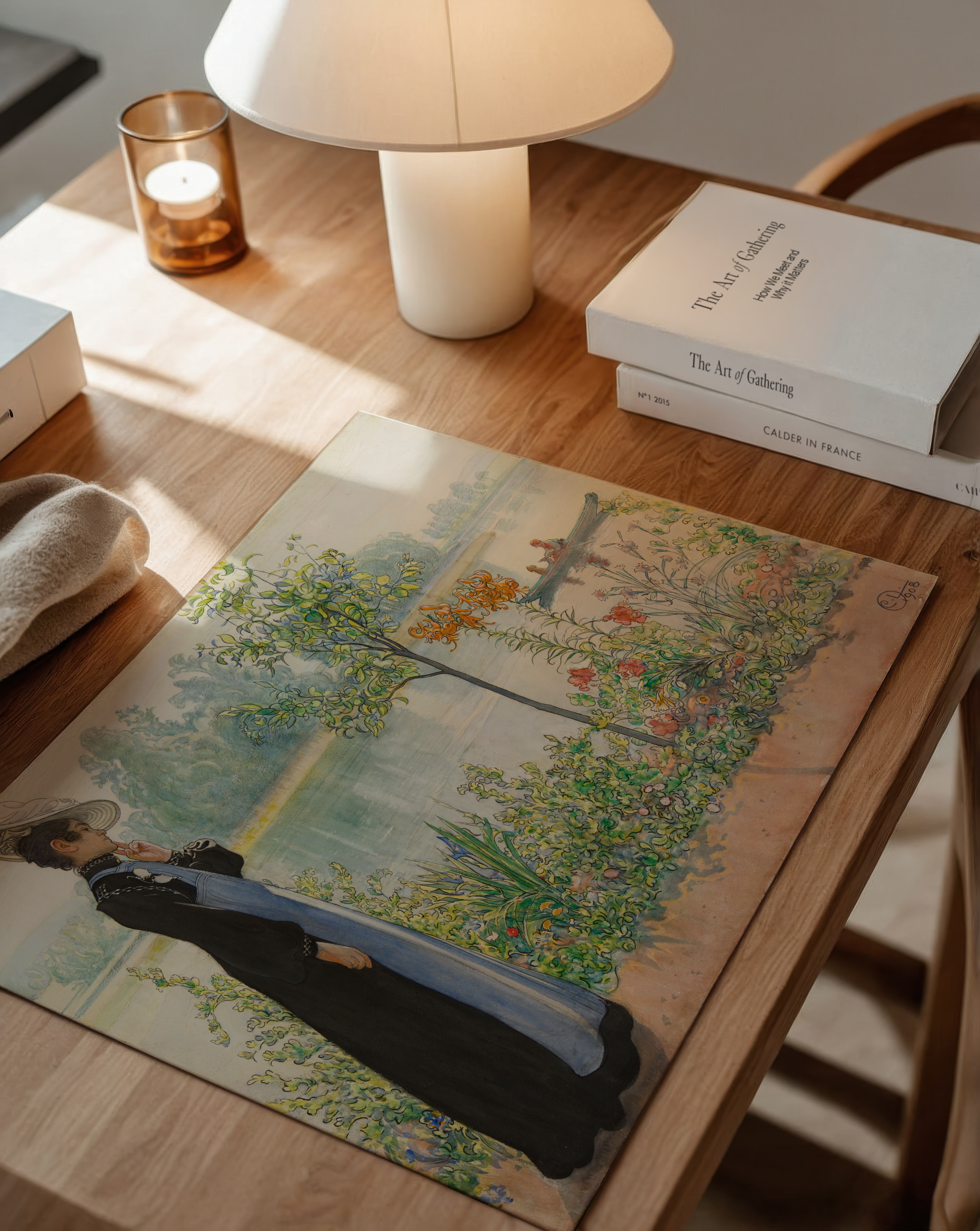 Mockup av Carl Larsson Karin by the affisch på vägg – köp enkelt hos Bozetto i hög kvalitet