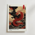 Temple Guardian Dragon – stilfullt konsttryck från Bozetto, tryckt på matt finpapper
