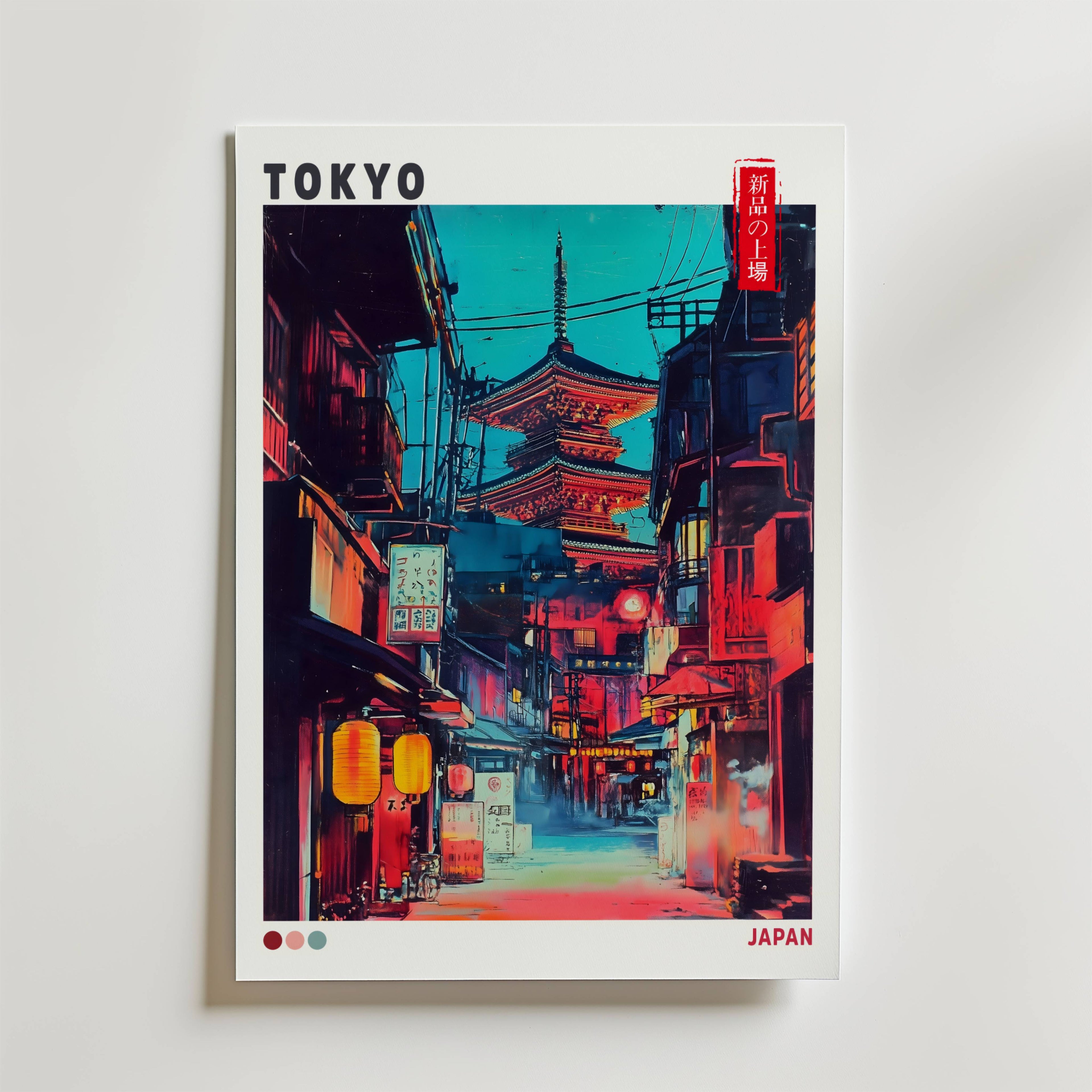 Tokyo Red Street – stilfullt konsttryck från Bozetto, tryckt på matt finpapper i hög tryckkvalitet