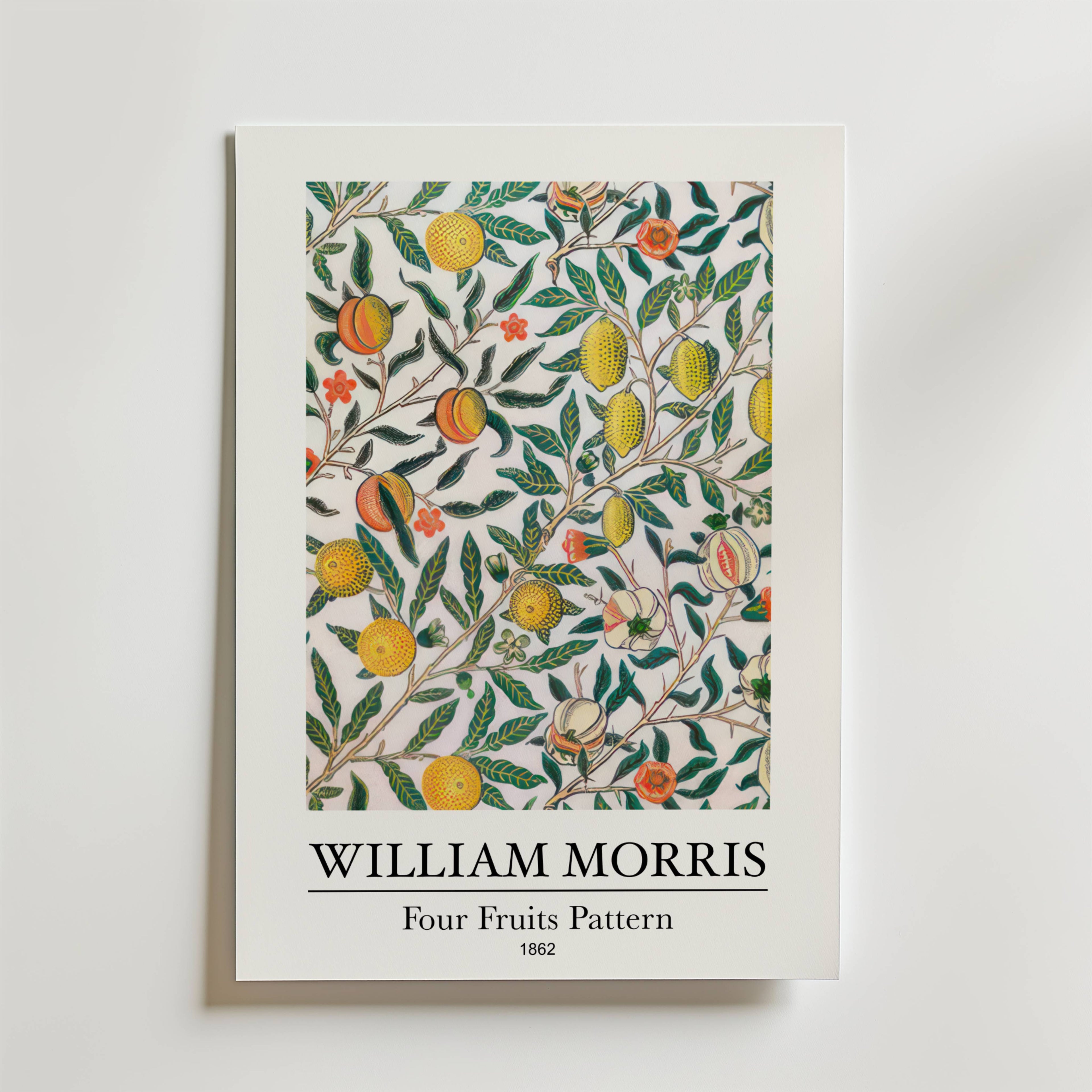 William Morris Four Fruits – stilfullt konsttryck från Bozetto, tryckt på matt finpapper