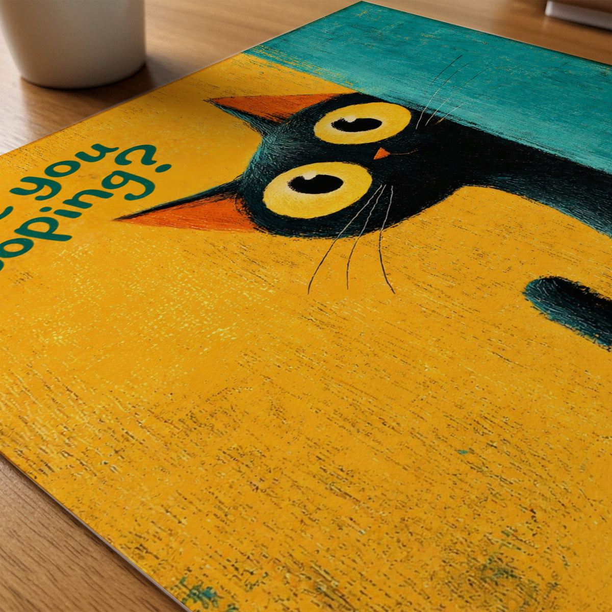 Bathroom Inspector Cat poster pa skrivbord, konstverk utan passepartout - Bozetto konsttryck