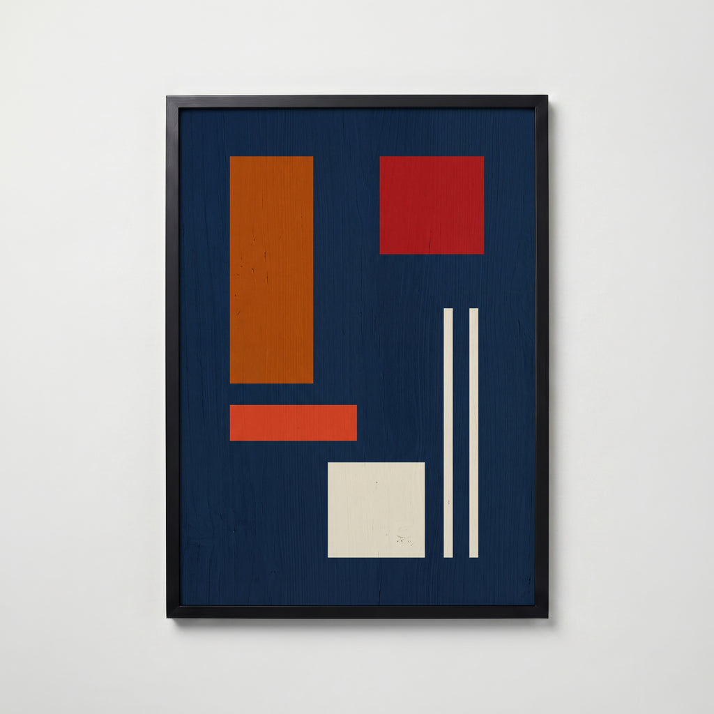 Bauhaus Balance i svart ram, geometrisk Bauhaus-konst, väggkonst från Bozetto