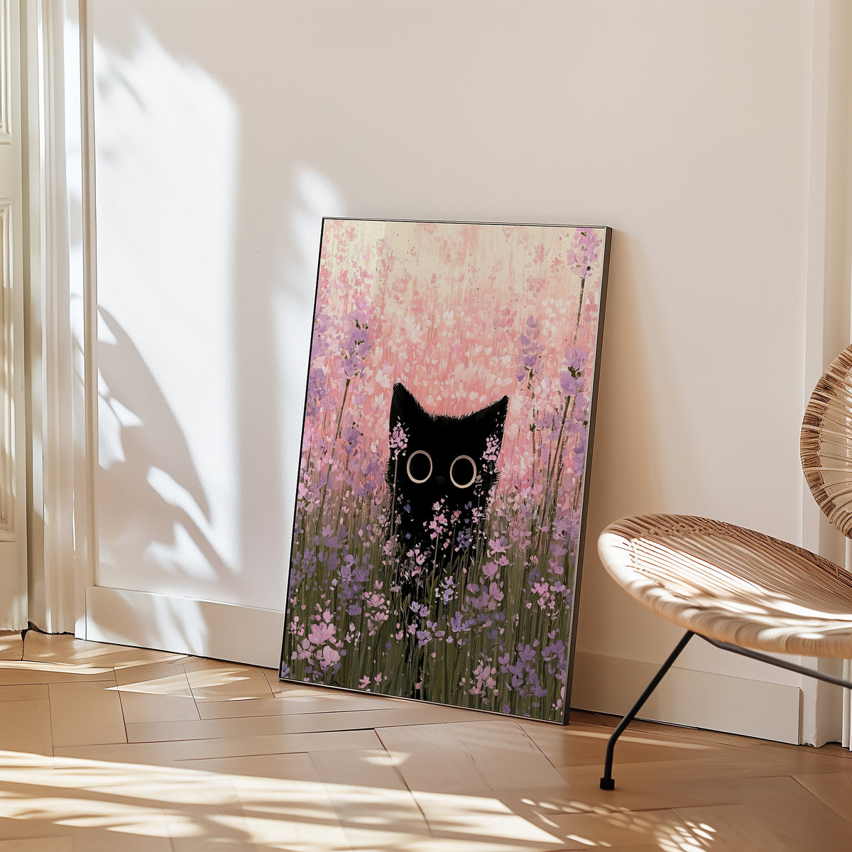 Cat in Bloom Poster i ram i stilren miljö