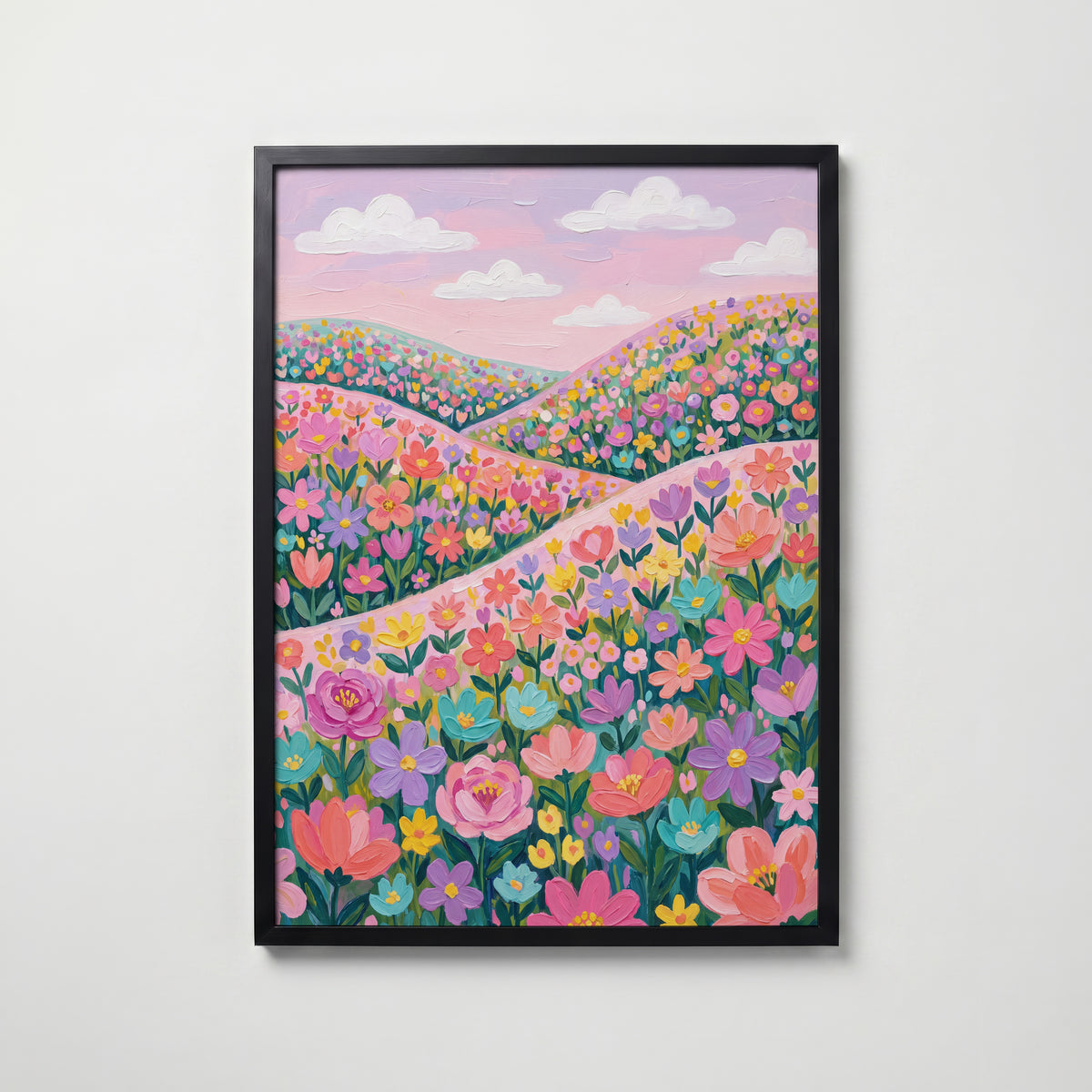 Blooming Hills Poster – svart ram