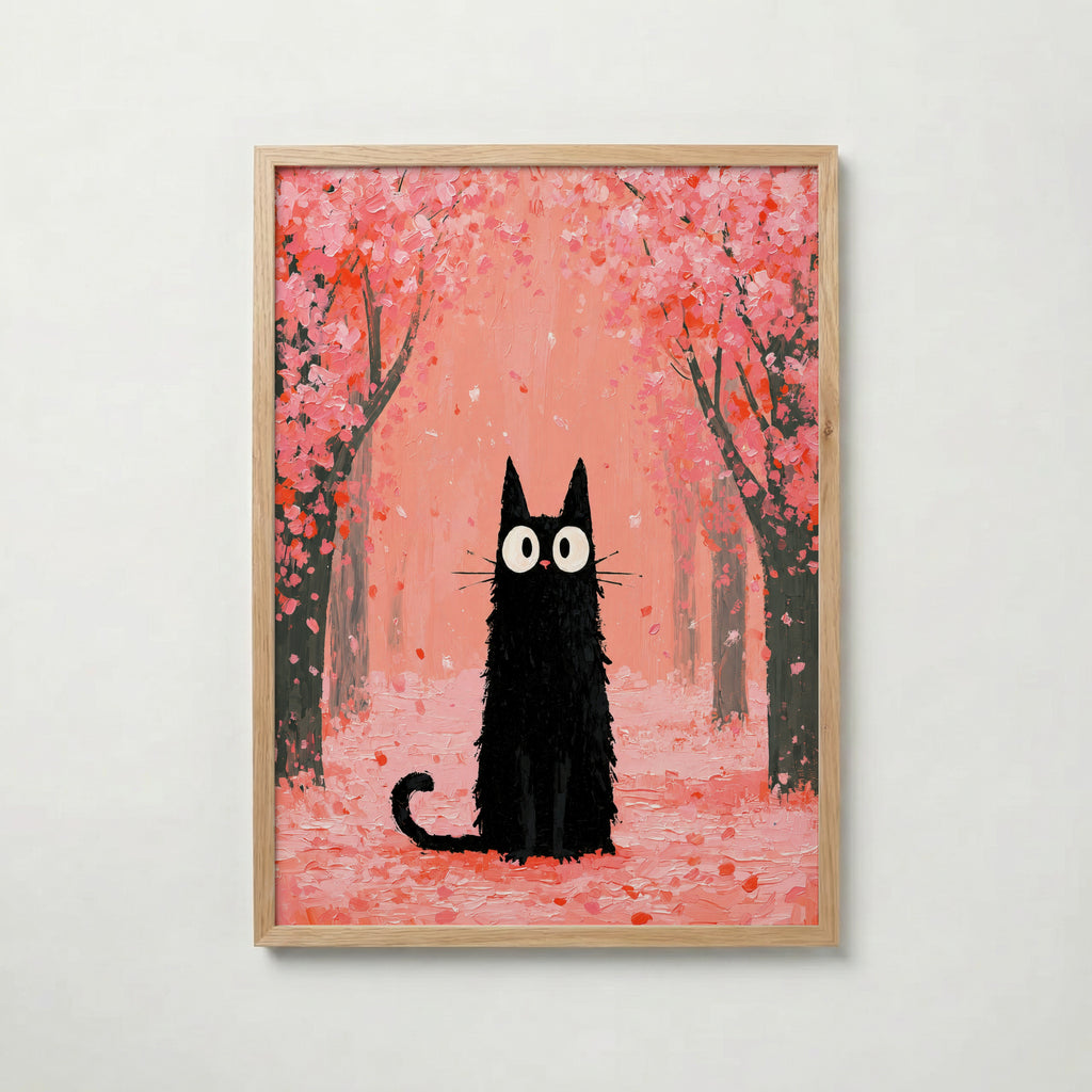 Cat in Cherry Blossom Poster i ek-ram fran Bozetto