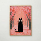 Cat in Cherry Blossom Poster i ek-ram fran Bozetto