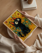 Cat in Sunflower Poster i en inredd rumsmiljo