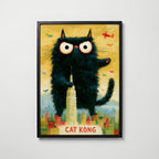 Cat Kong Poster – svart ram