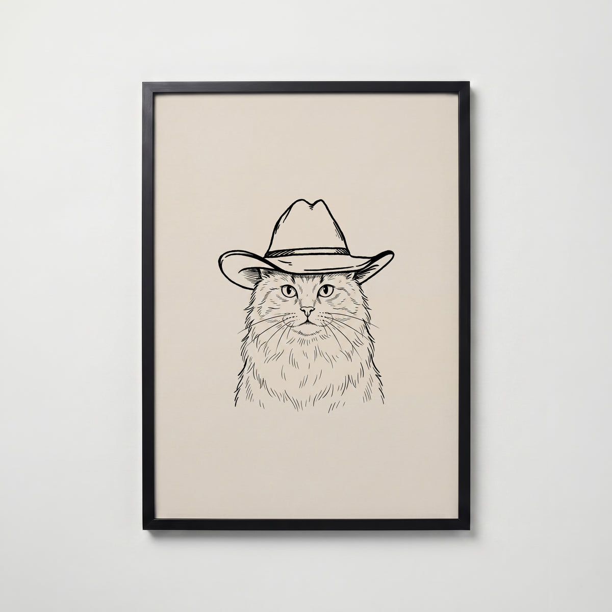 Cowboy Cat Poster – svart ram
