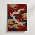 Crimson Cranes Poster – canvas utan passepartout