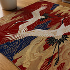 Crimson Cranes Poster – närbild på papper