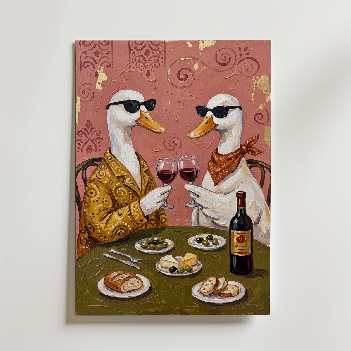 Wine O'Clock Ducks Poster – canvas utan passepartout