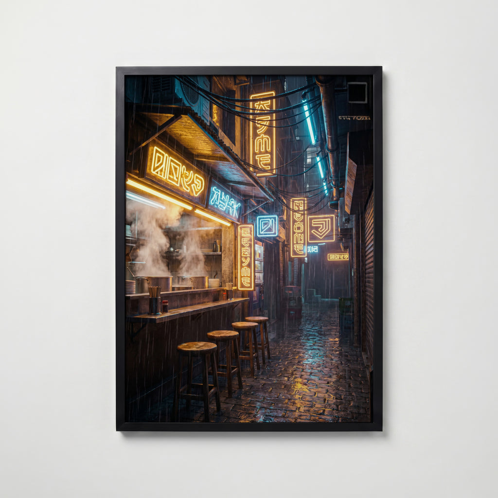 Neon Alley Poster – svart ram