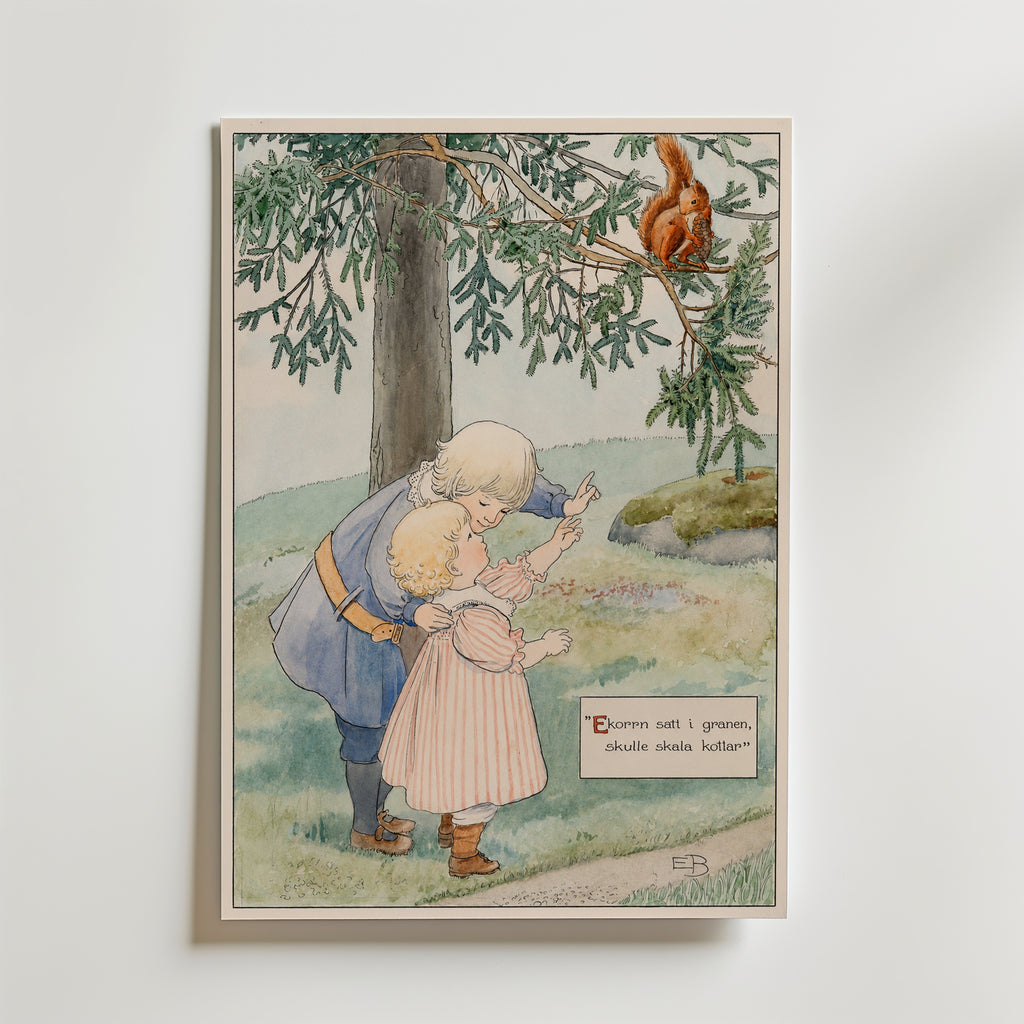 Elsa Beskow Ekorren i Granen Poster – utan passepartout