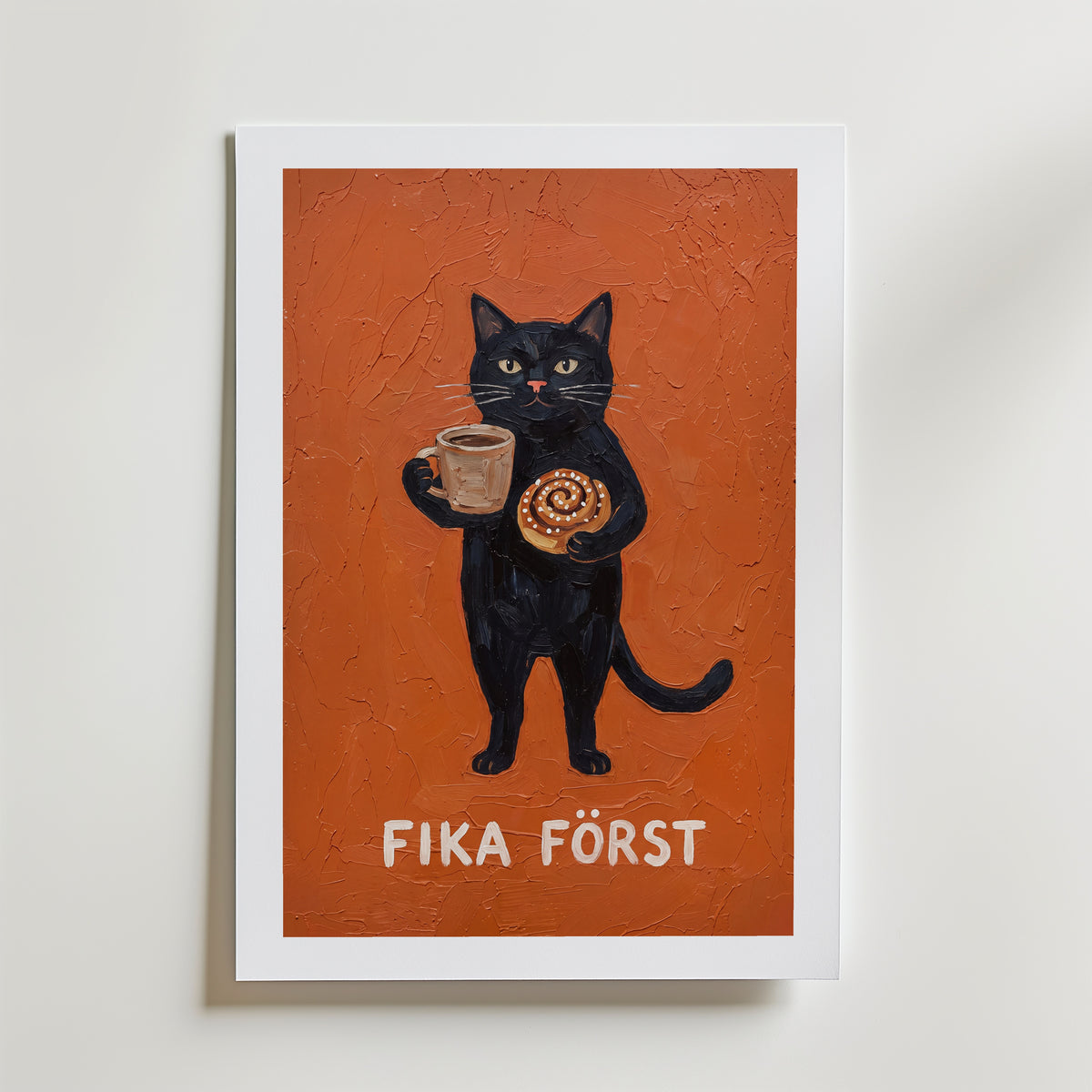 Fika Först Poster – med passepartout