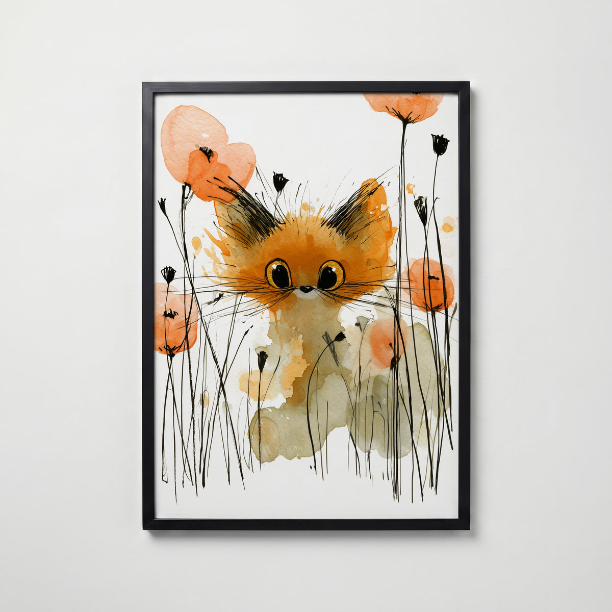 Fox in the Wetlands – svart ram